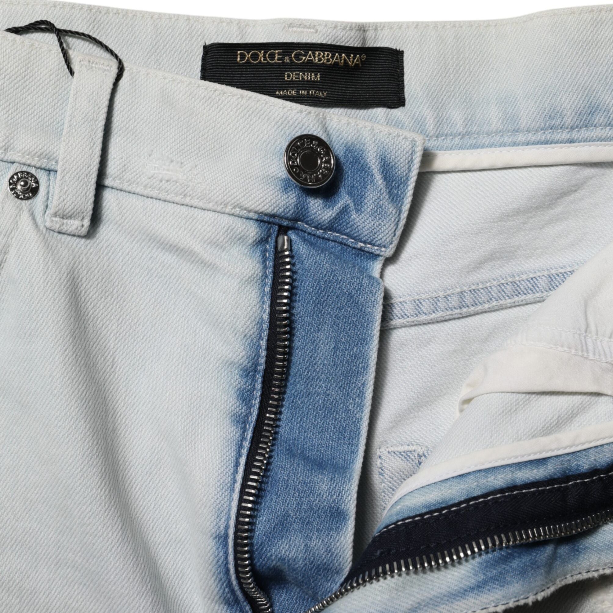 Dolce & Gabbana Light Blue Washed Denim Cotton Hot Pants Shorts