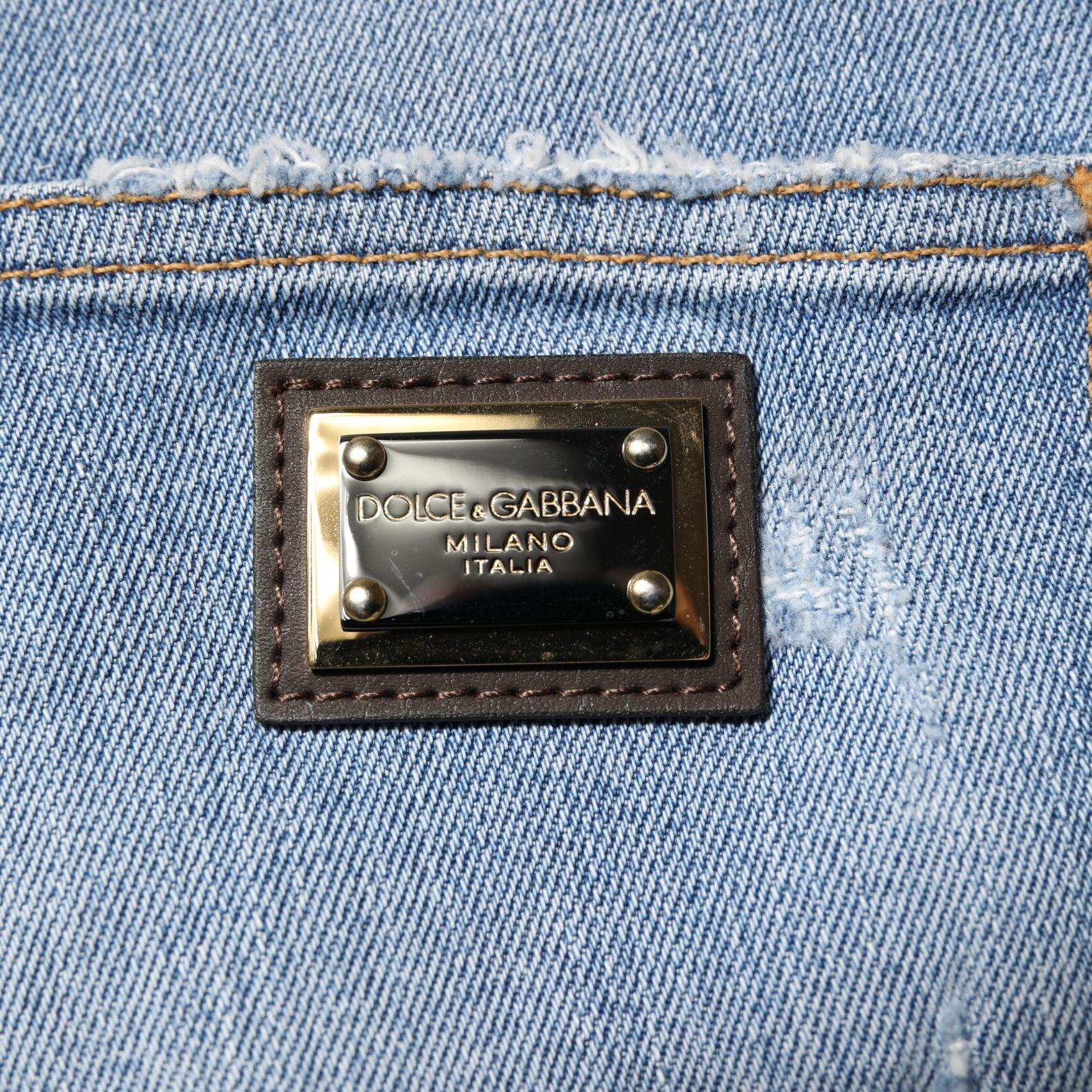 Dolce & Gabbana Blue Tattered Denim Cotton Hot Pants Shorts