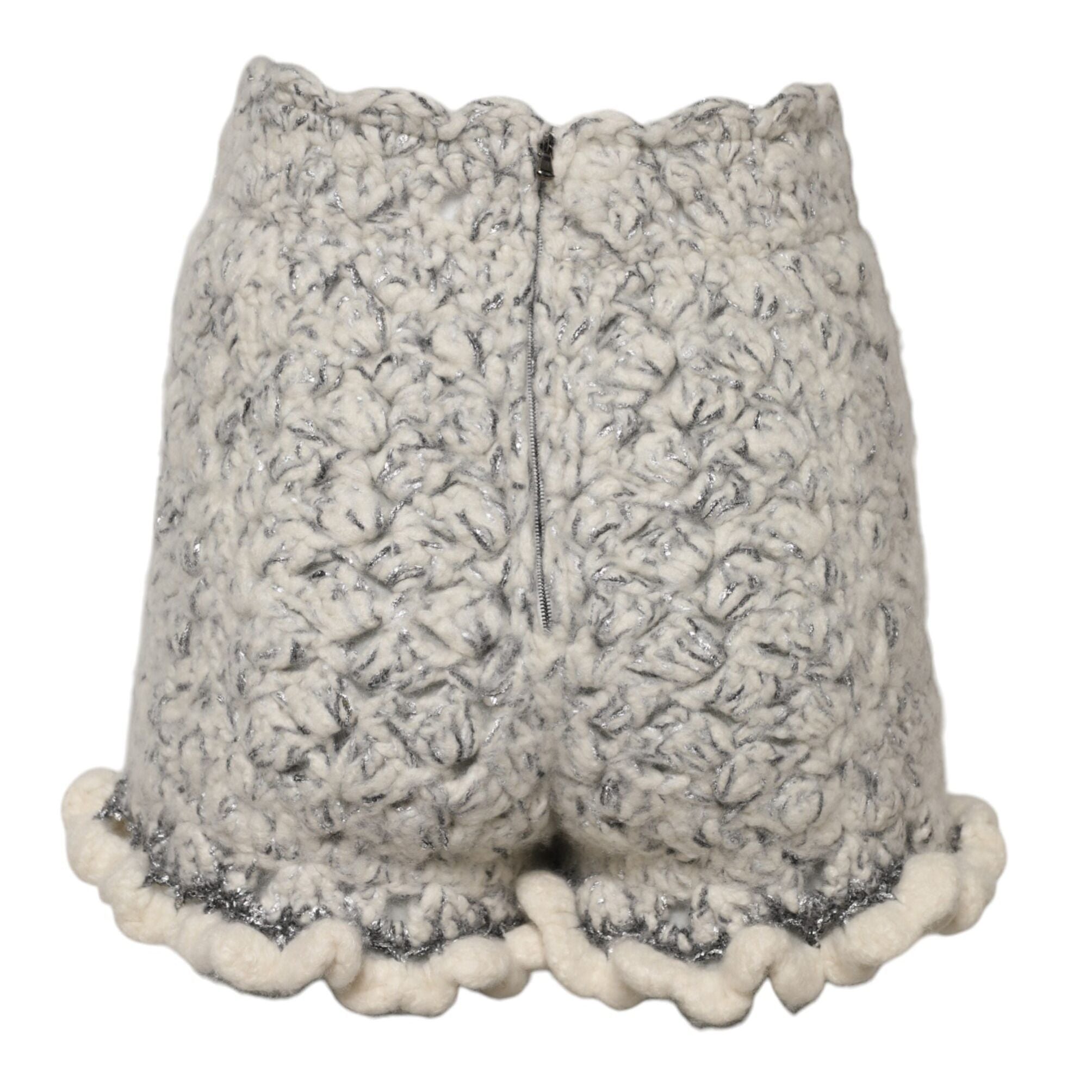Dolce & Gabbana Metallic Bouclé Knit Cashmere Ruffled Shorts