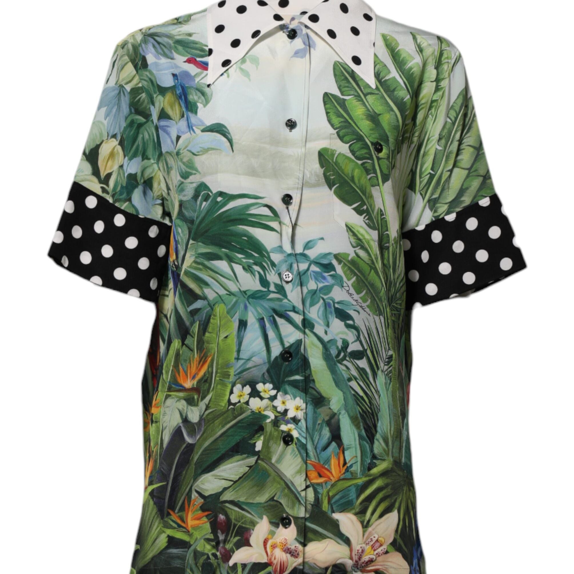 Dolce & Gabbana Multicolor Printed Silk Collared Shirt Top