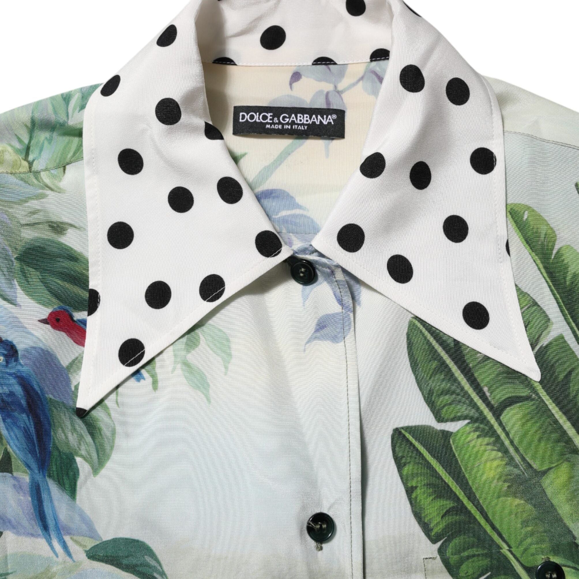 Dolce & Gabbana Multicolor Printed Silk Collared Shirt Top
