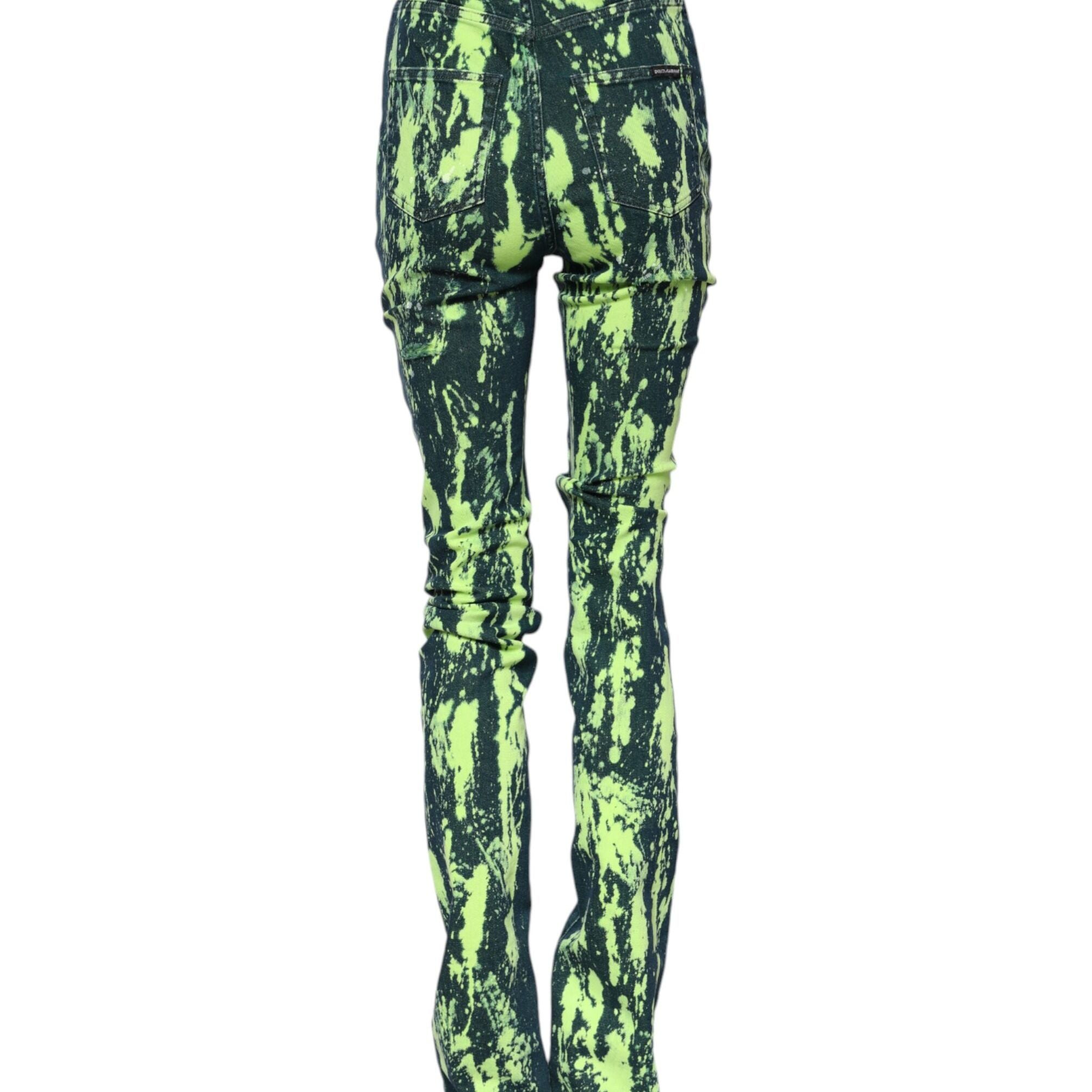Dolce & Gabbana Green Color Splash High Waist Denim Jeans