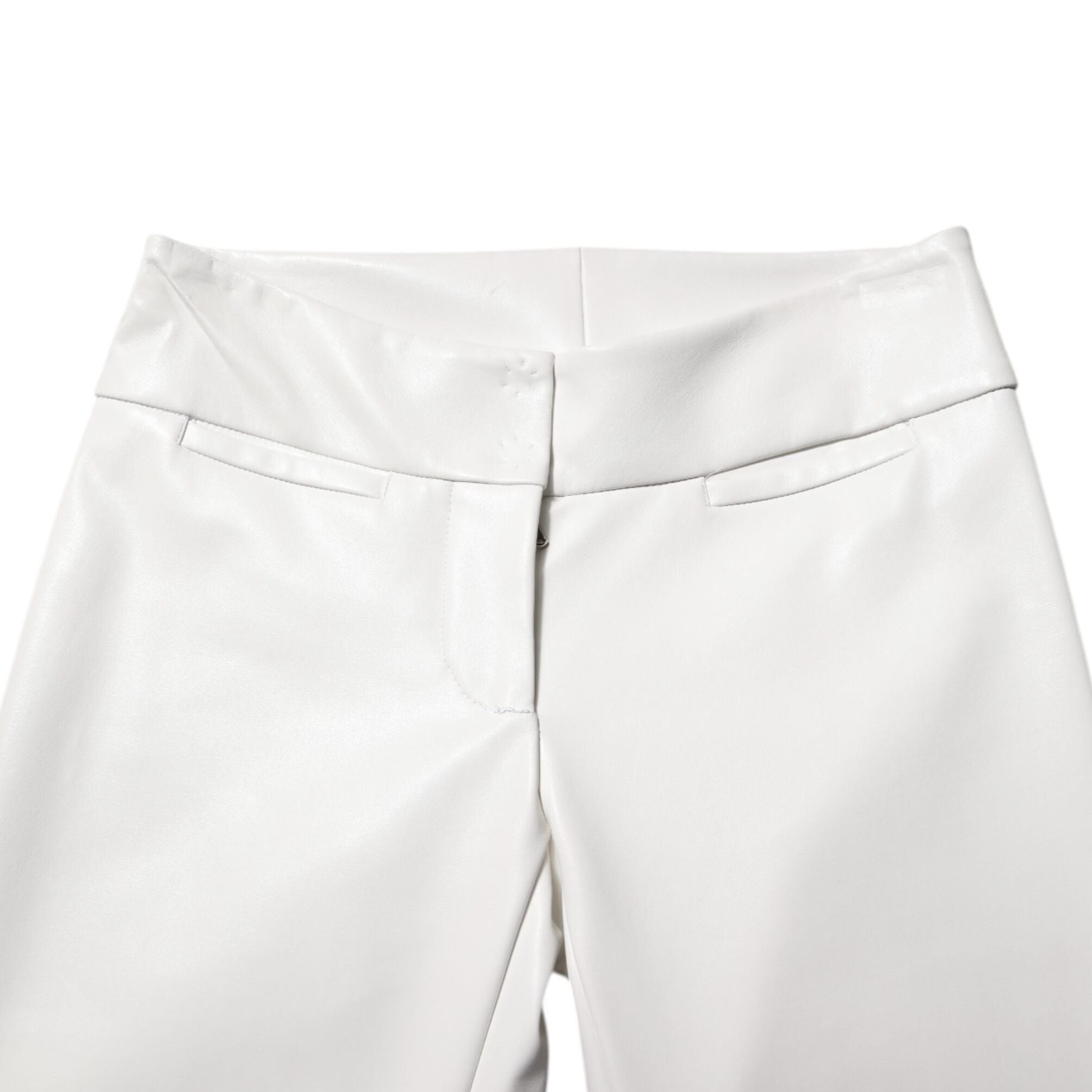 Dolce & Gabbana White Polyurethane High Waist Tapered Pants