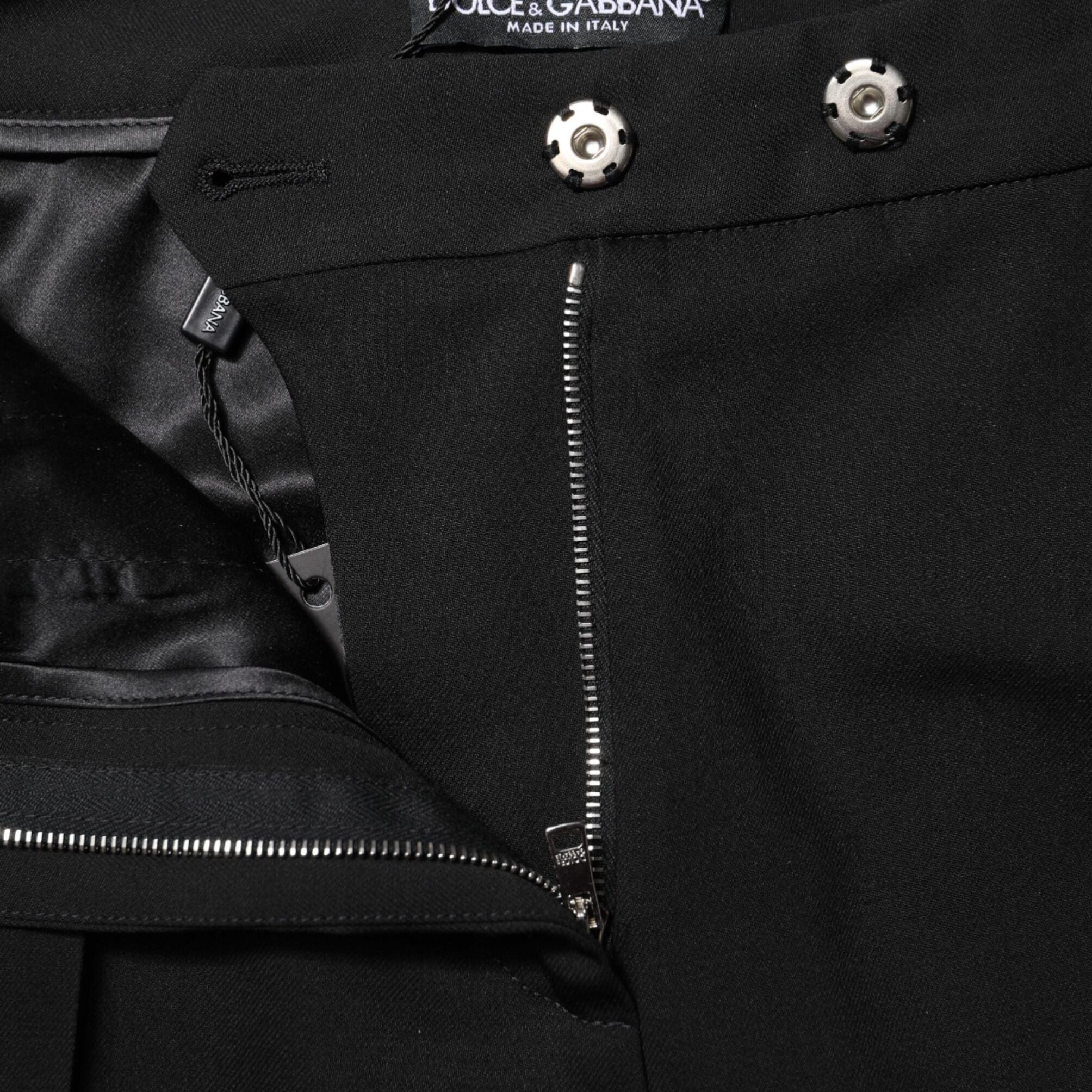 Dolce & Gabbana Black Wool High Waist Flared Pants