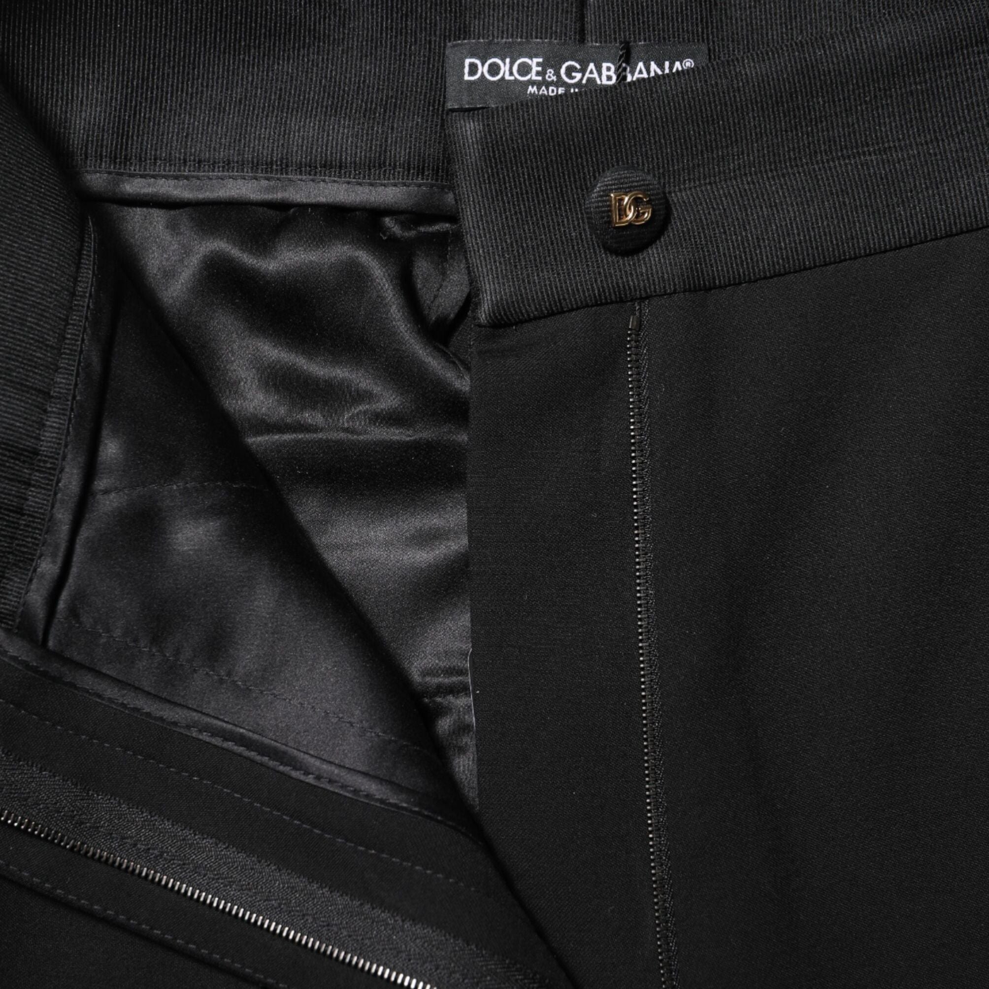 Dolce & Gabbana Black Wool High Waist Skinny Pants