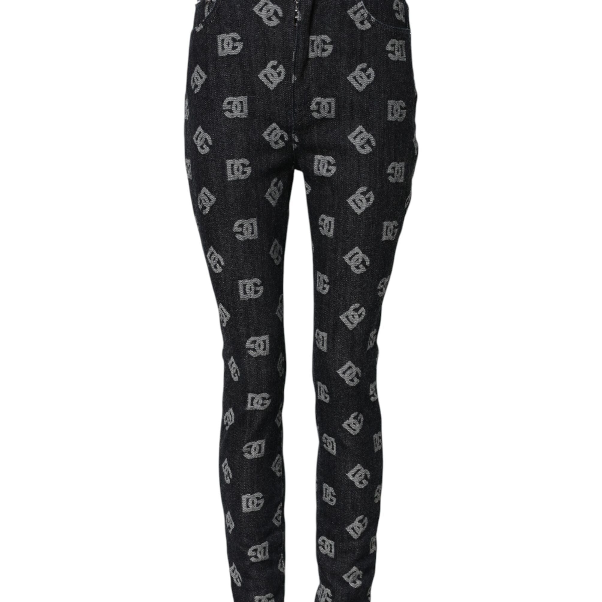 Dolce & Gabbana Black DG Logo High Waist Skinny Denim Jeans