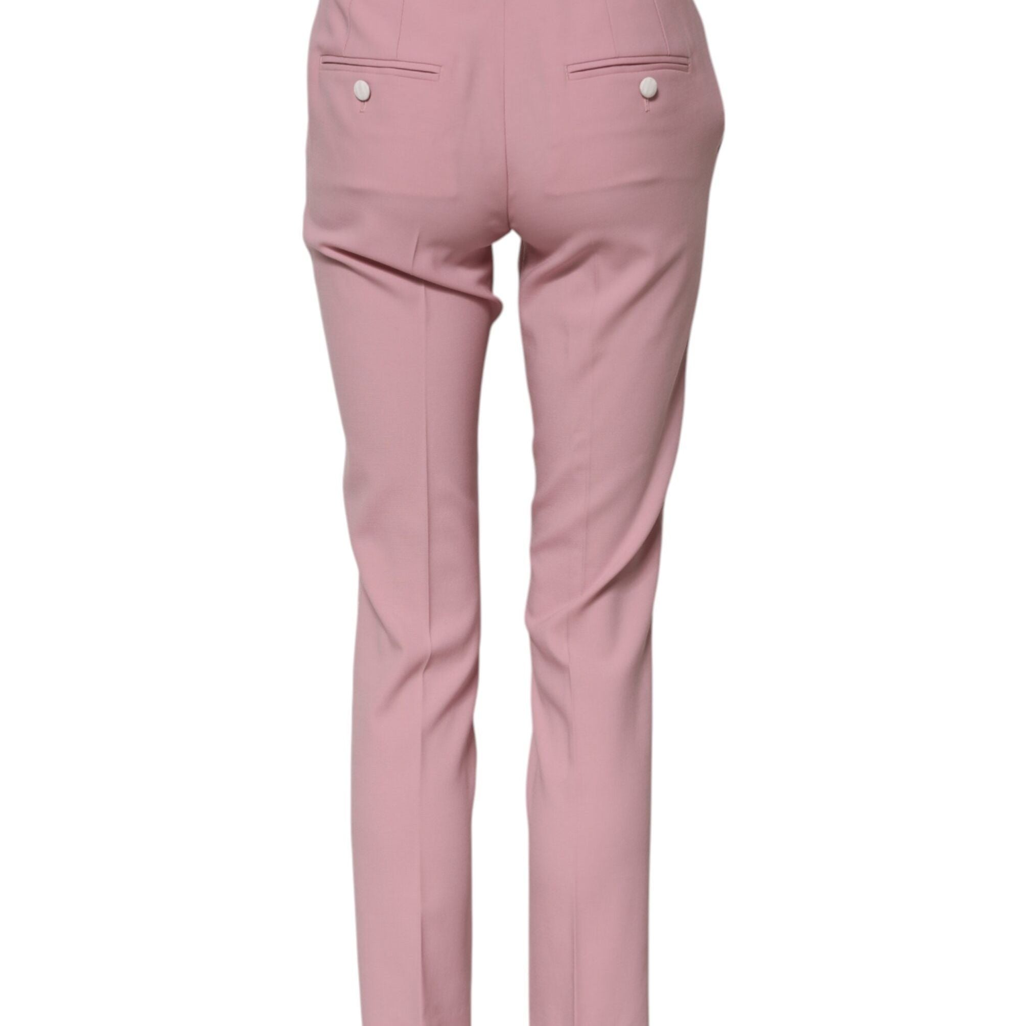 Dolce & Gabbana Pink Wool High Waist Tapered Pants