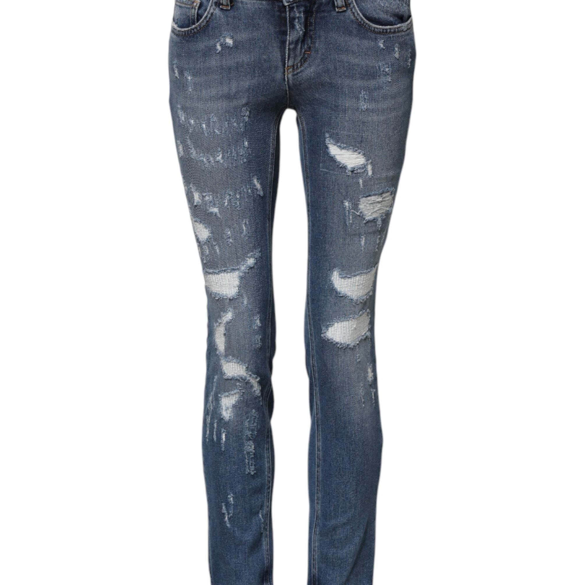 Dolce & Gabbana Blue PRETTY Tattered Skinny Denim Jeans