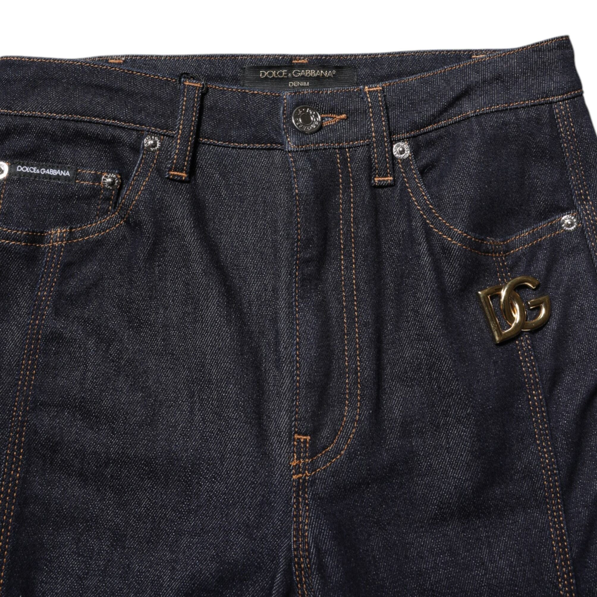 Dolce & Gabbana Black Cotton Mid Waist Bootcut Denim Jeans