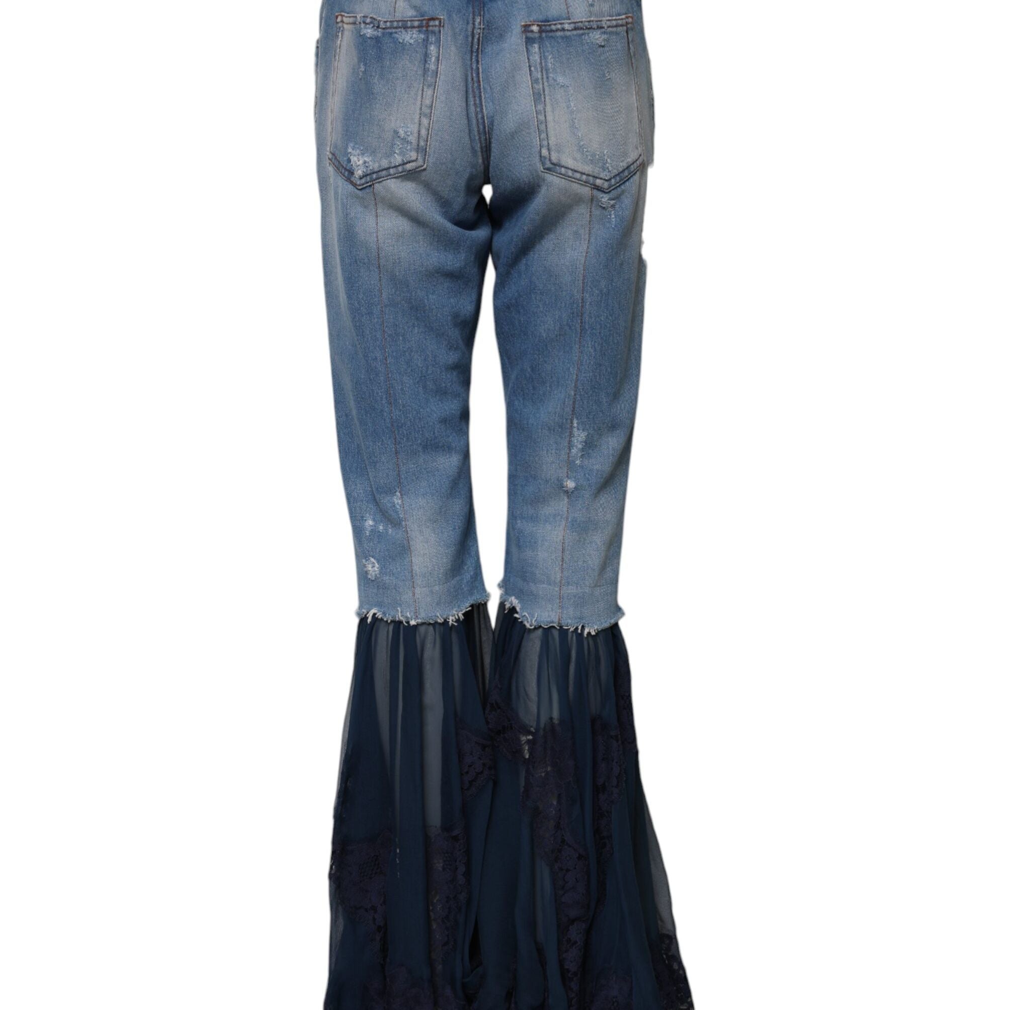 Dolce & Gabbana Blue Cotton High Waist Flared Denim Jeans