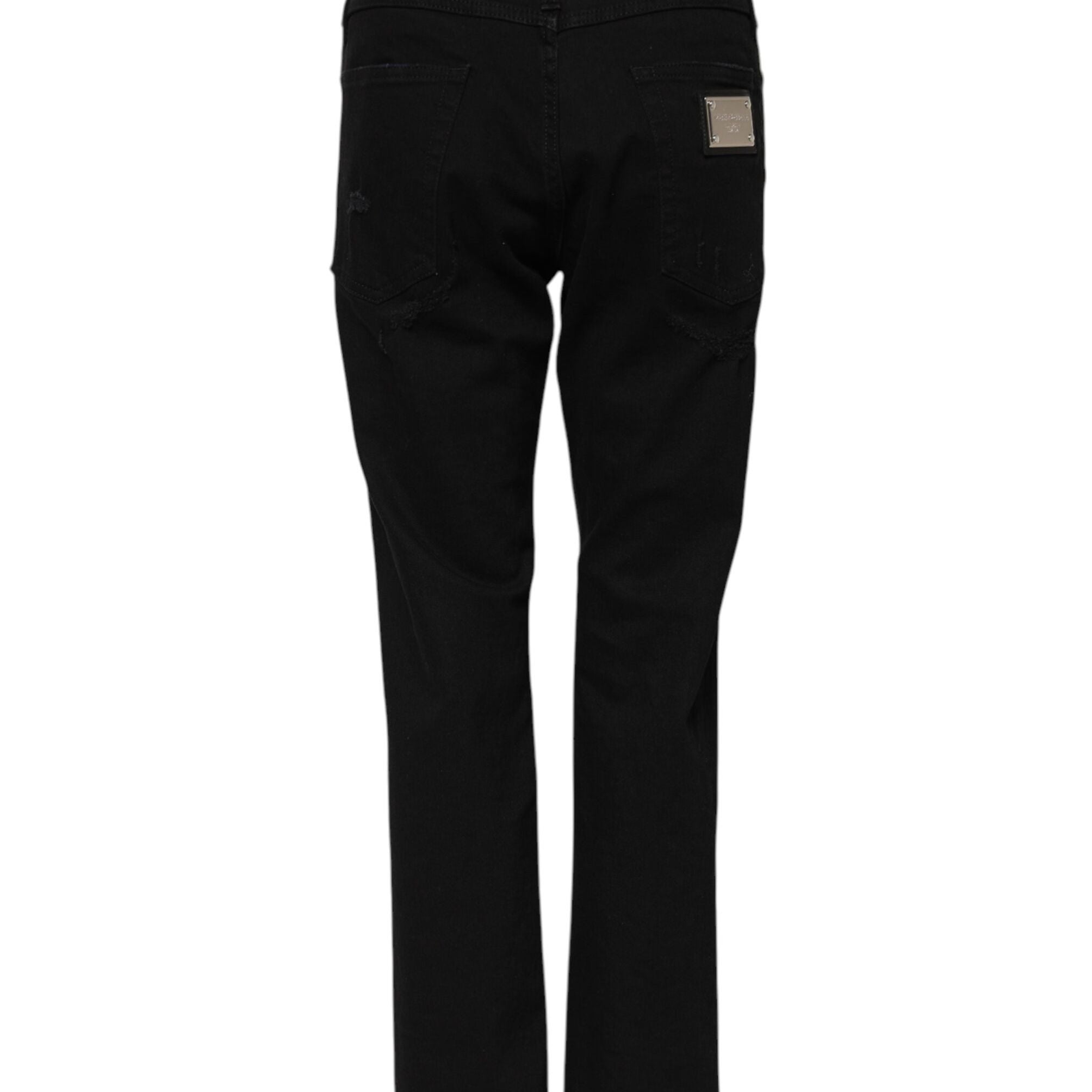 Dolce & Gabbana Black Cotton Mid Waist Flared Denim Jeans