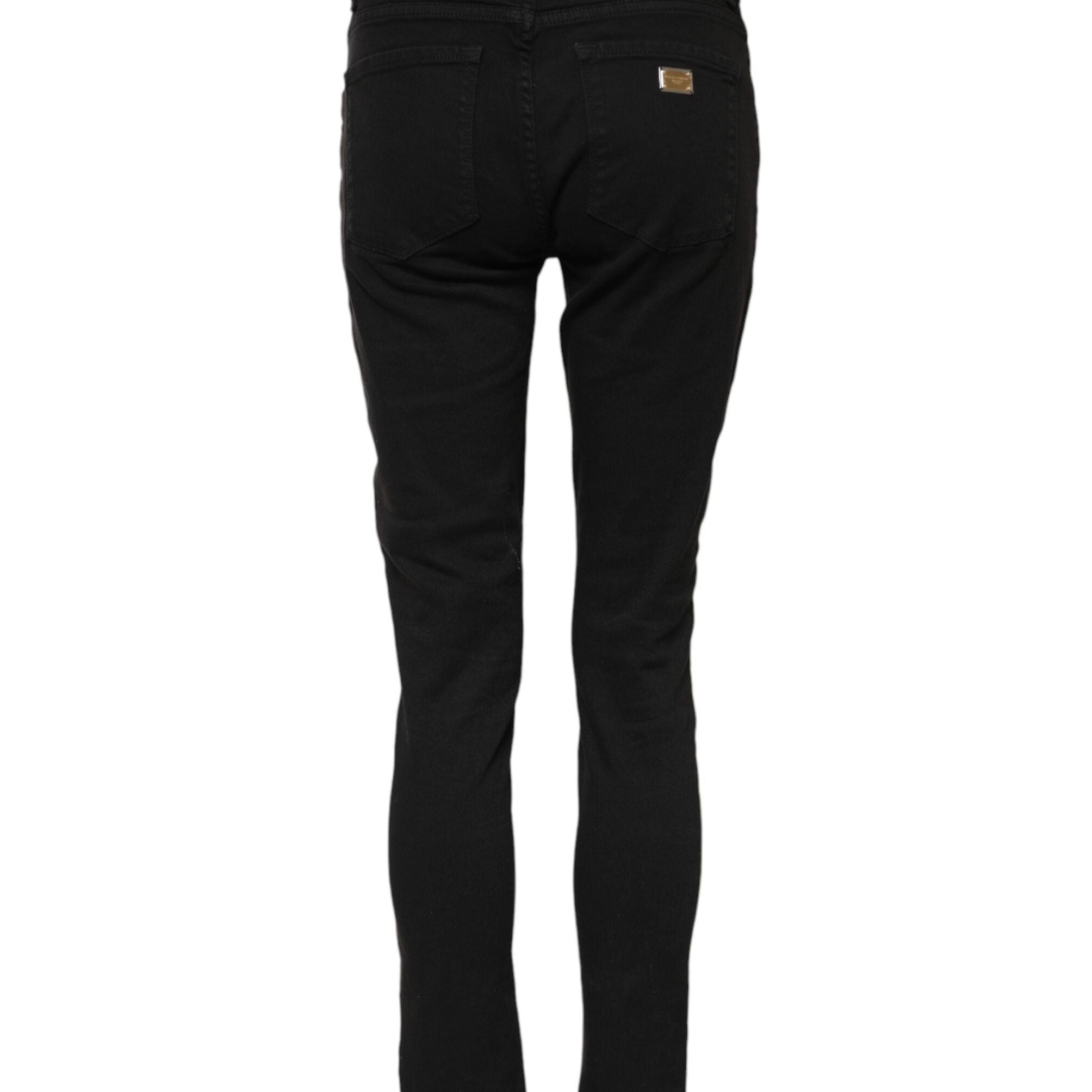 Dolce & Gabbana Black Cotton Skinny Mid Waist Denim Jeans