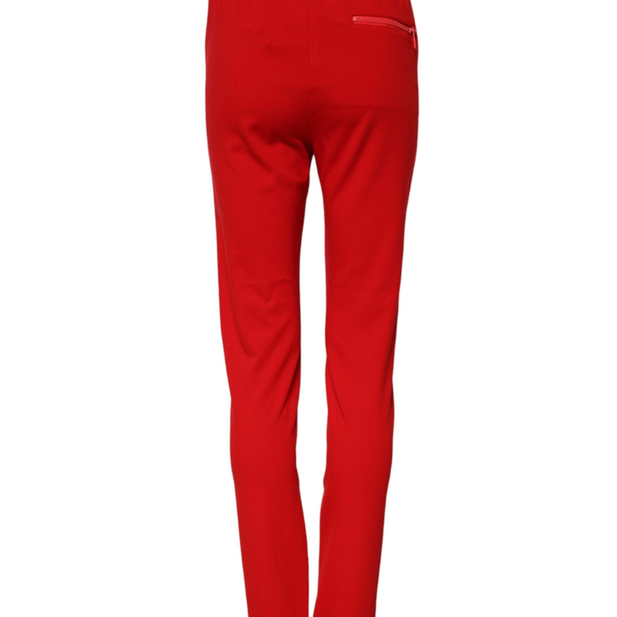 Dolce & Gabbana Red Mid Waist Slim Fit Pants
