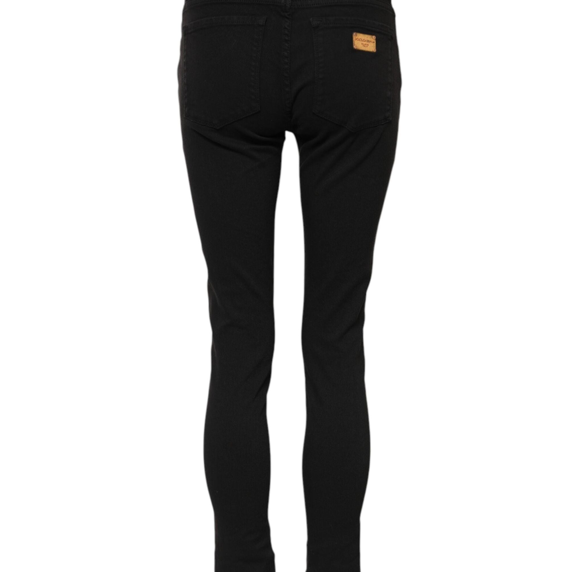 Dolce & Gabbana Black Cotton Skinny Mid Waist Denim Jeans