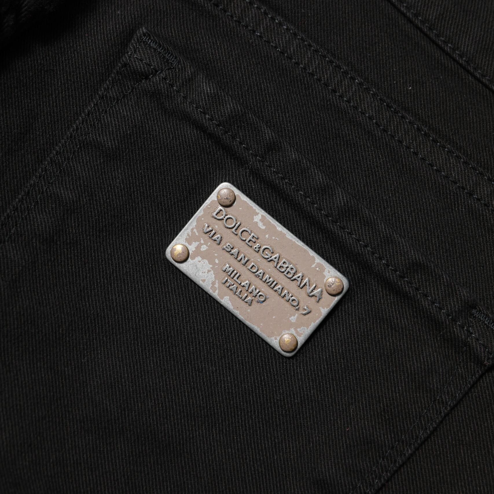 Dolce & Gabbana Black Cotton Logo Skinny Mid Waist Denim Jeans