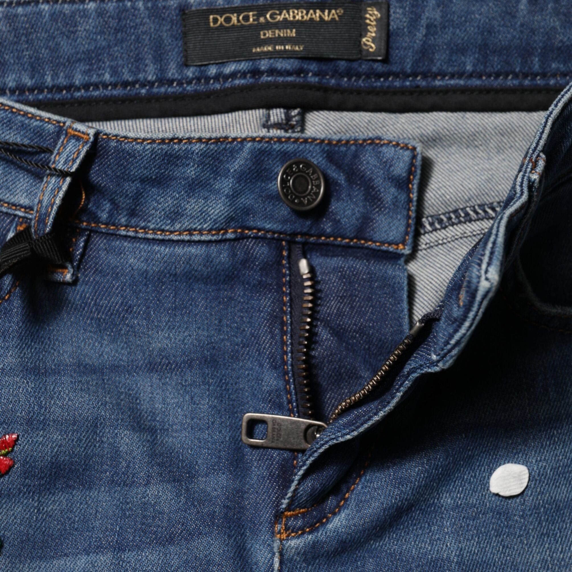 Dolce & Gabbana Blue Cotton Low Waist Skinny Denim Jeans