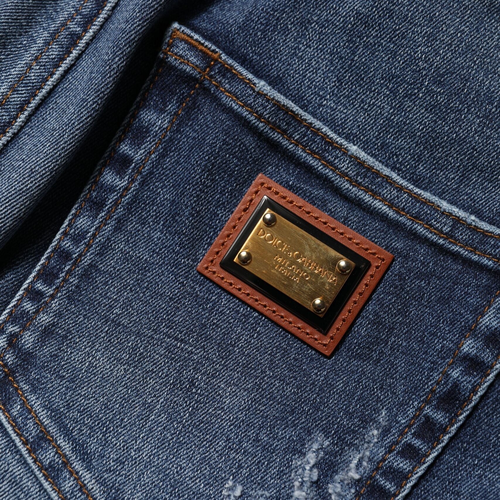 Dolce & Gabbana Blue Rhinestone Embellished Denim Jeans
