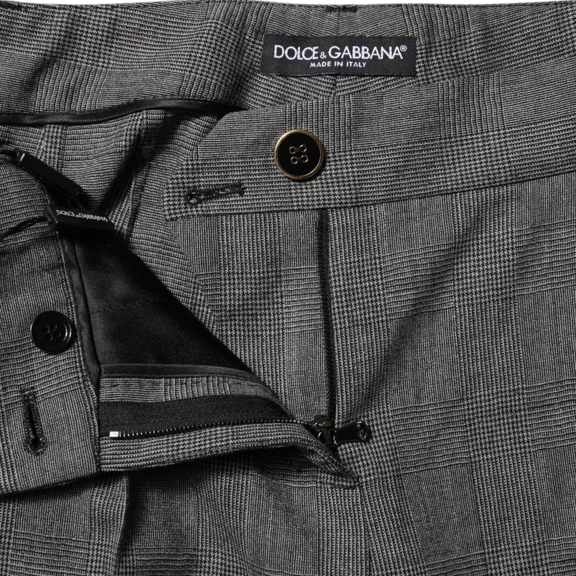 Dolce & Gabbana Gray Checkered High Waist Flared Pants