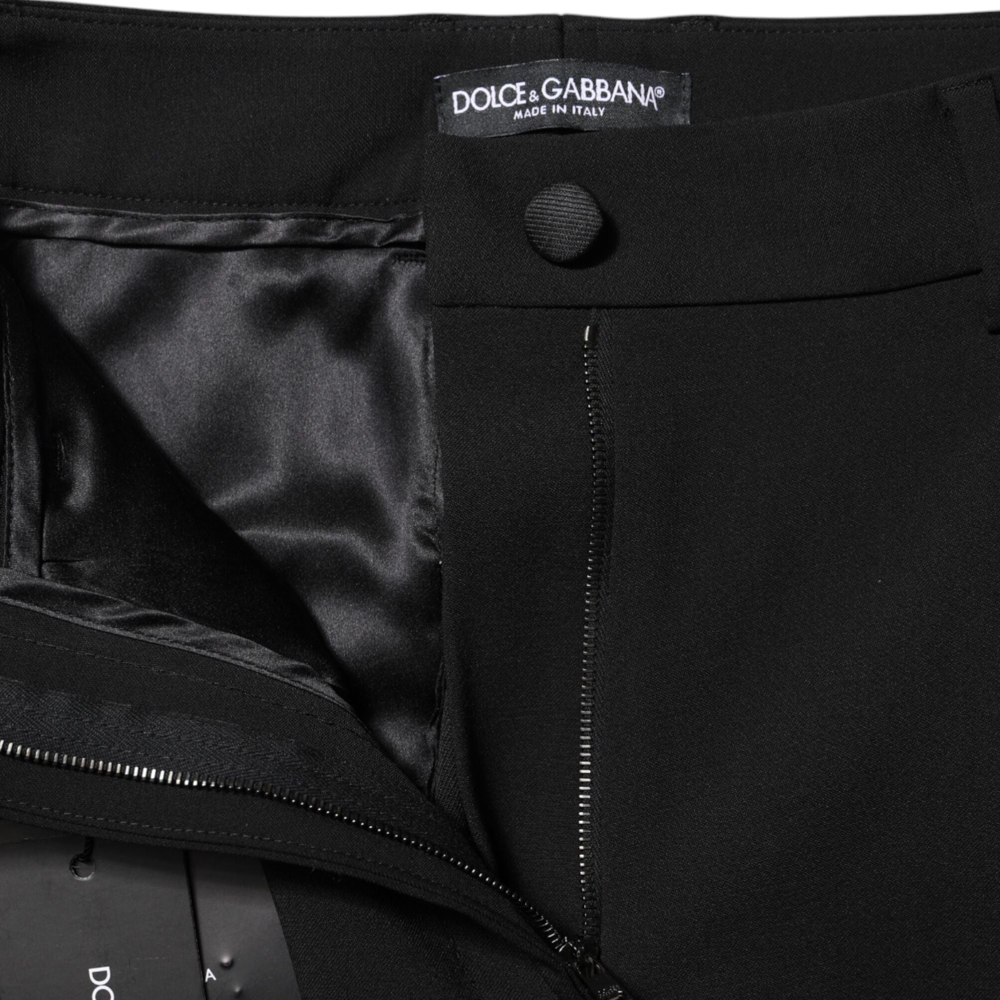 Dolce & Gabbana Black Wool High Waist Formal Pants