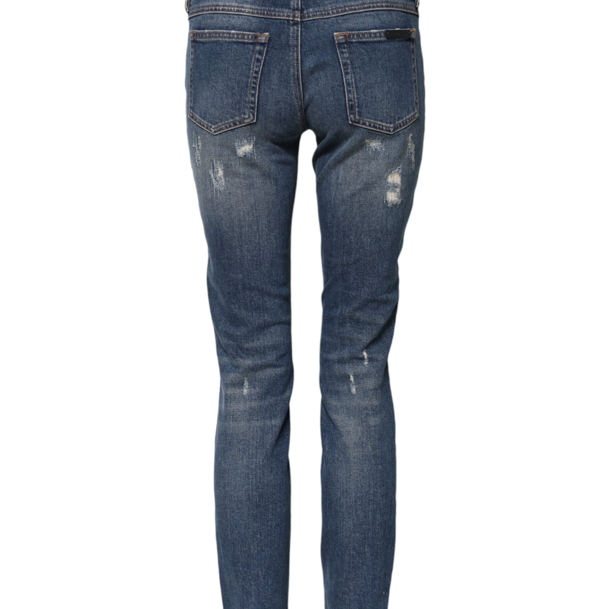 Dolce & Gabbana Blue Play Card Embroidery Skinny Denim Jeans