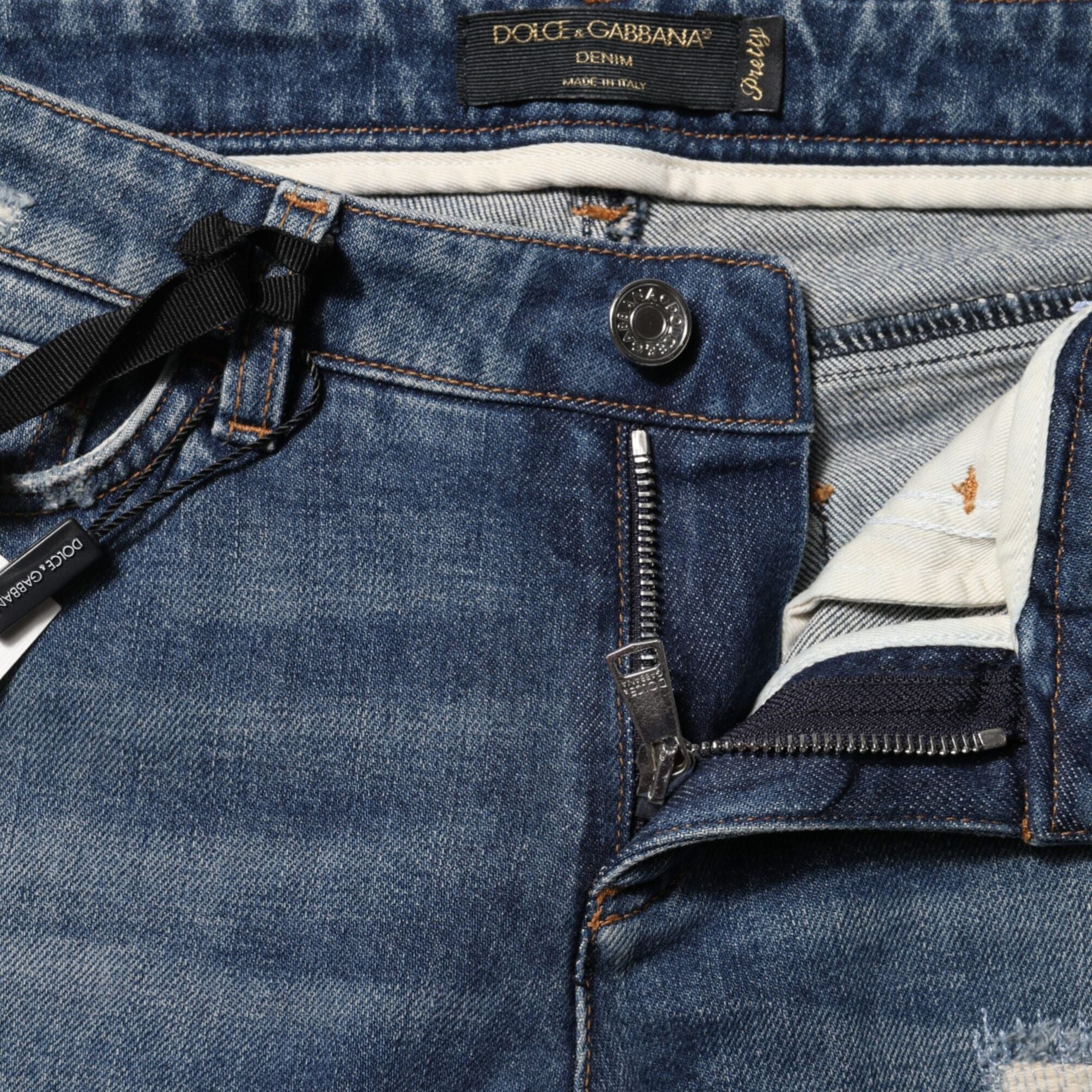 Dolce & Gabbana Blue Play Card Embroidery Skinny Denim Jeans