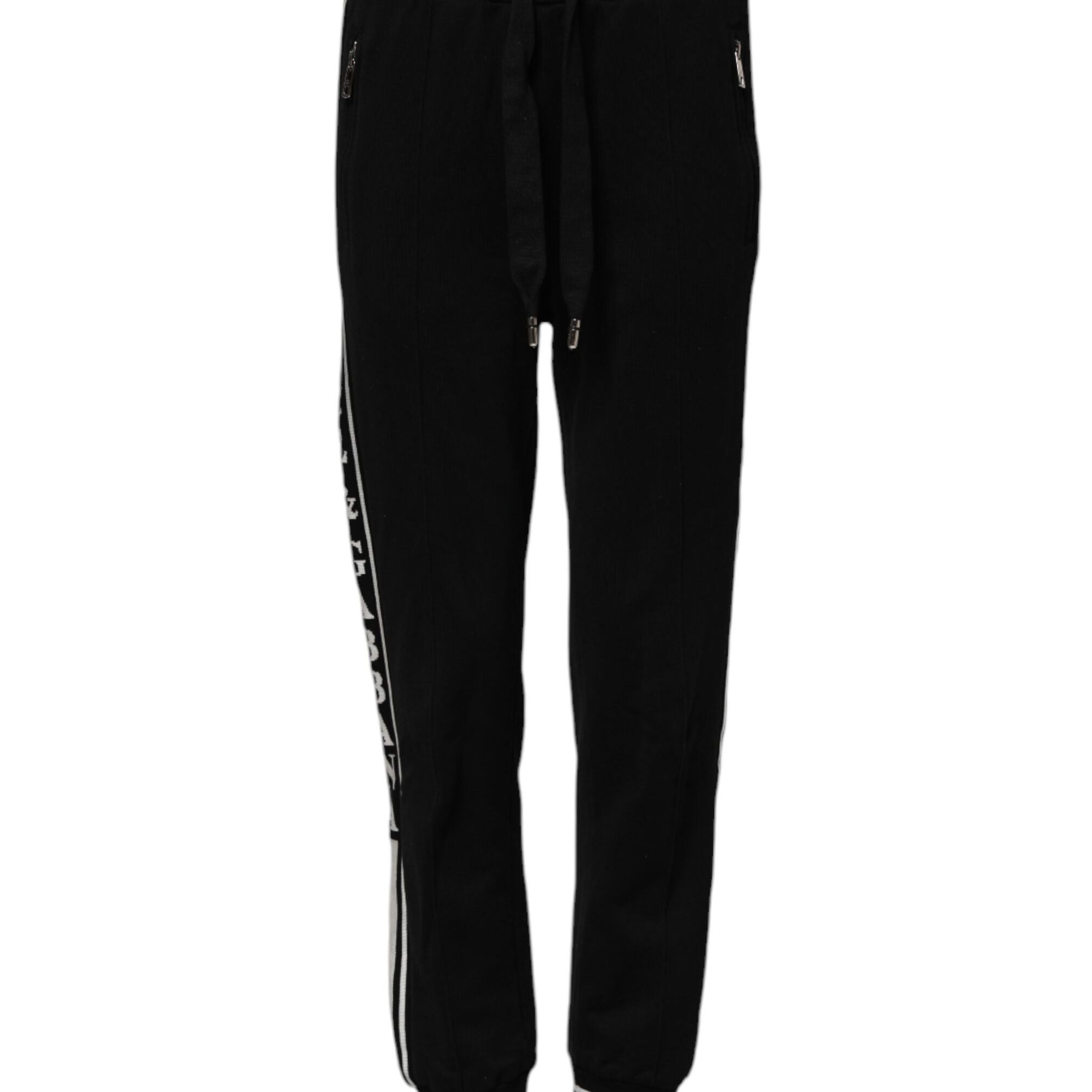 Dolce & Gabbana Black Cotton Jogger Logo Waist Pants