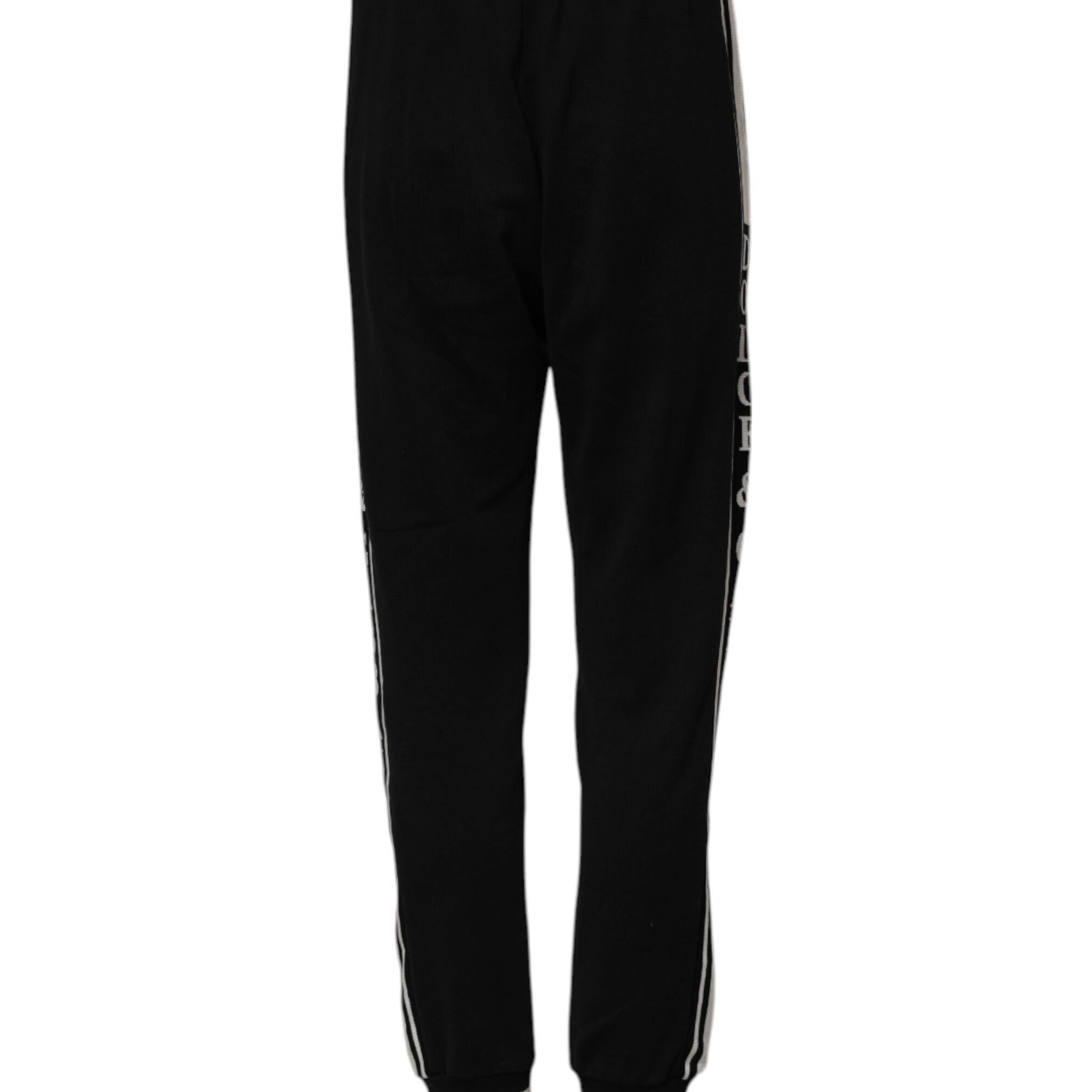 Dolce & Gabbana Black Cotton Jogger Logo Waist Pants