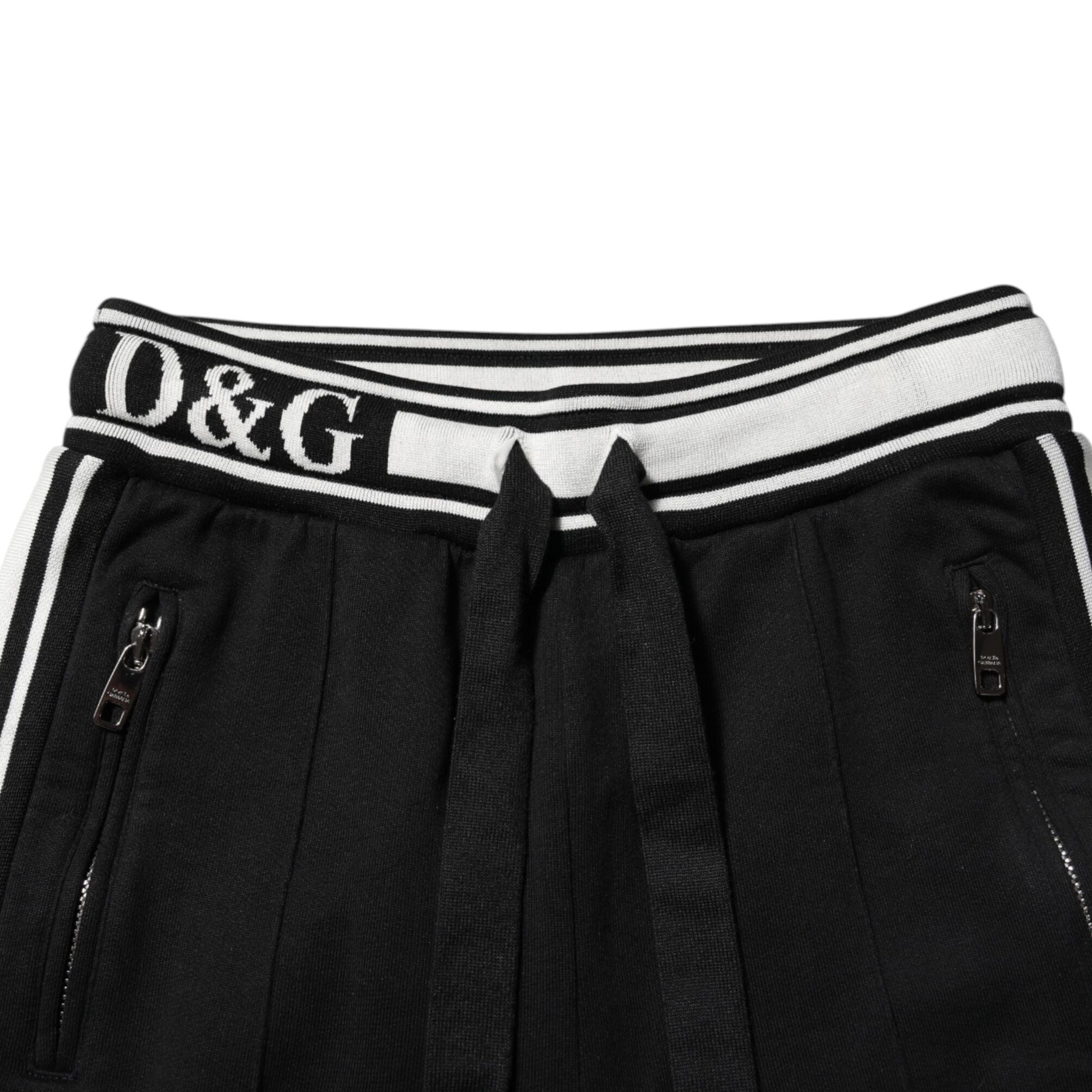 Dolce & Gabbana Black Cotton Jogger Logo Waist Pants