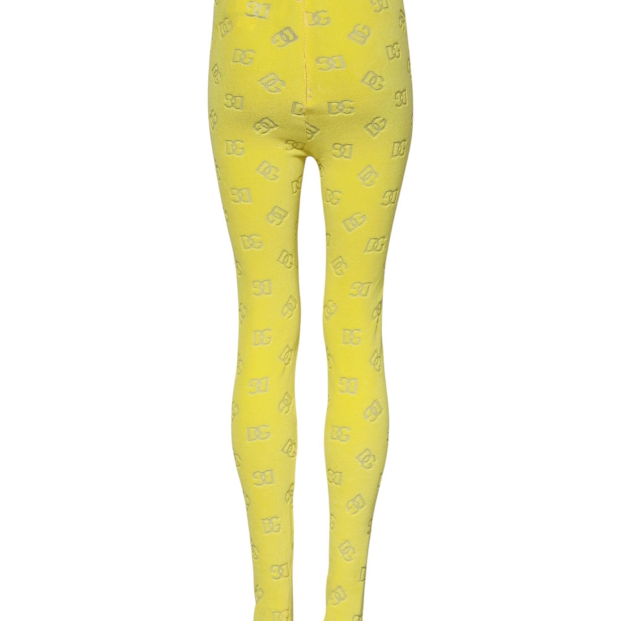 Dolce & Gabbana Yellow Logo Slim Fit Leggings Pants