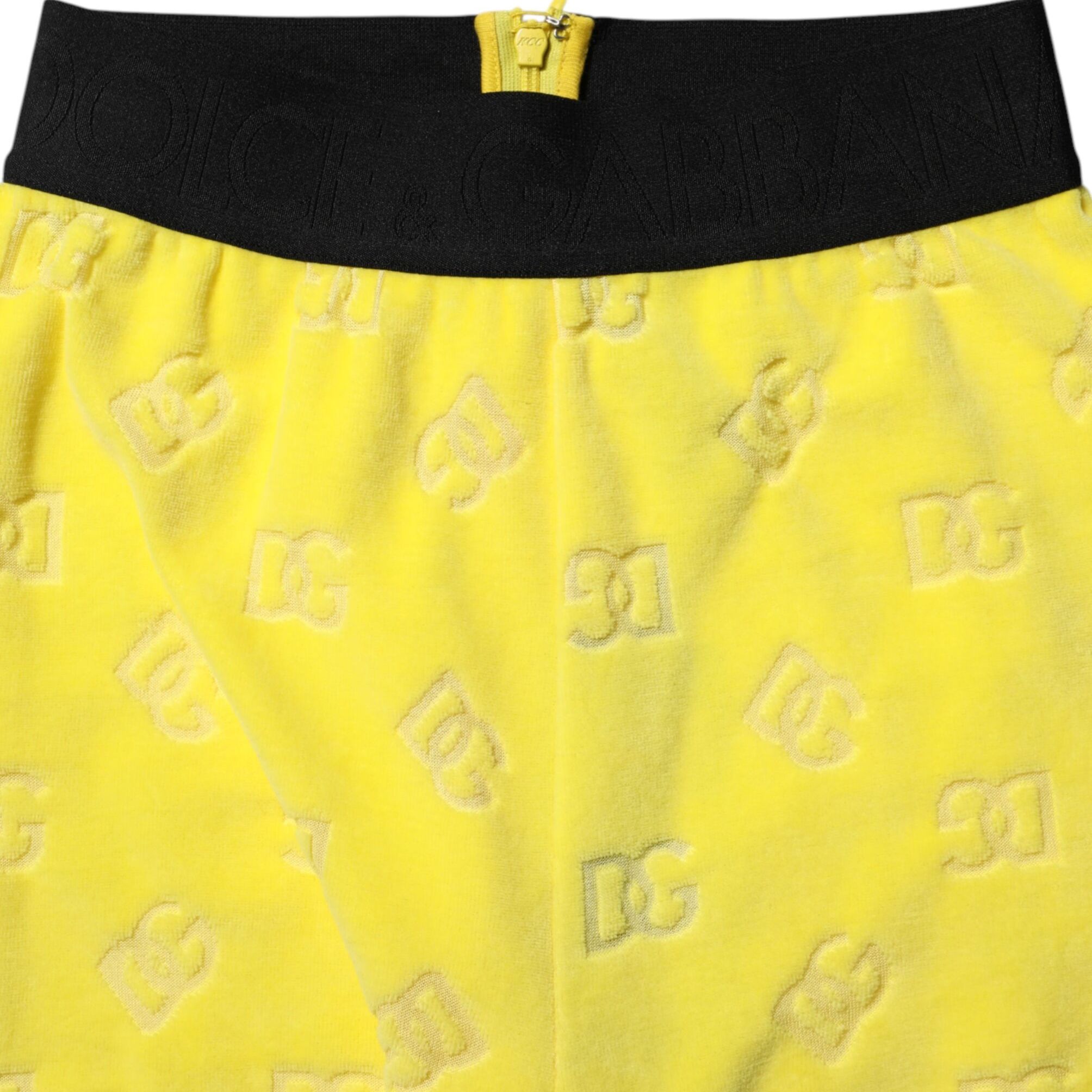 Dolce & Gabbana Yellow Logo Slim Fit Leggings Pants