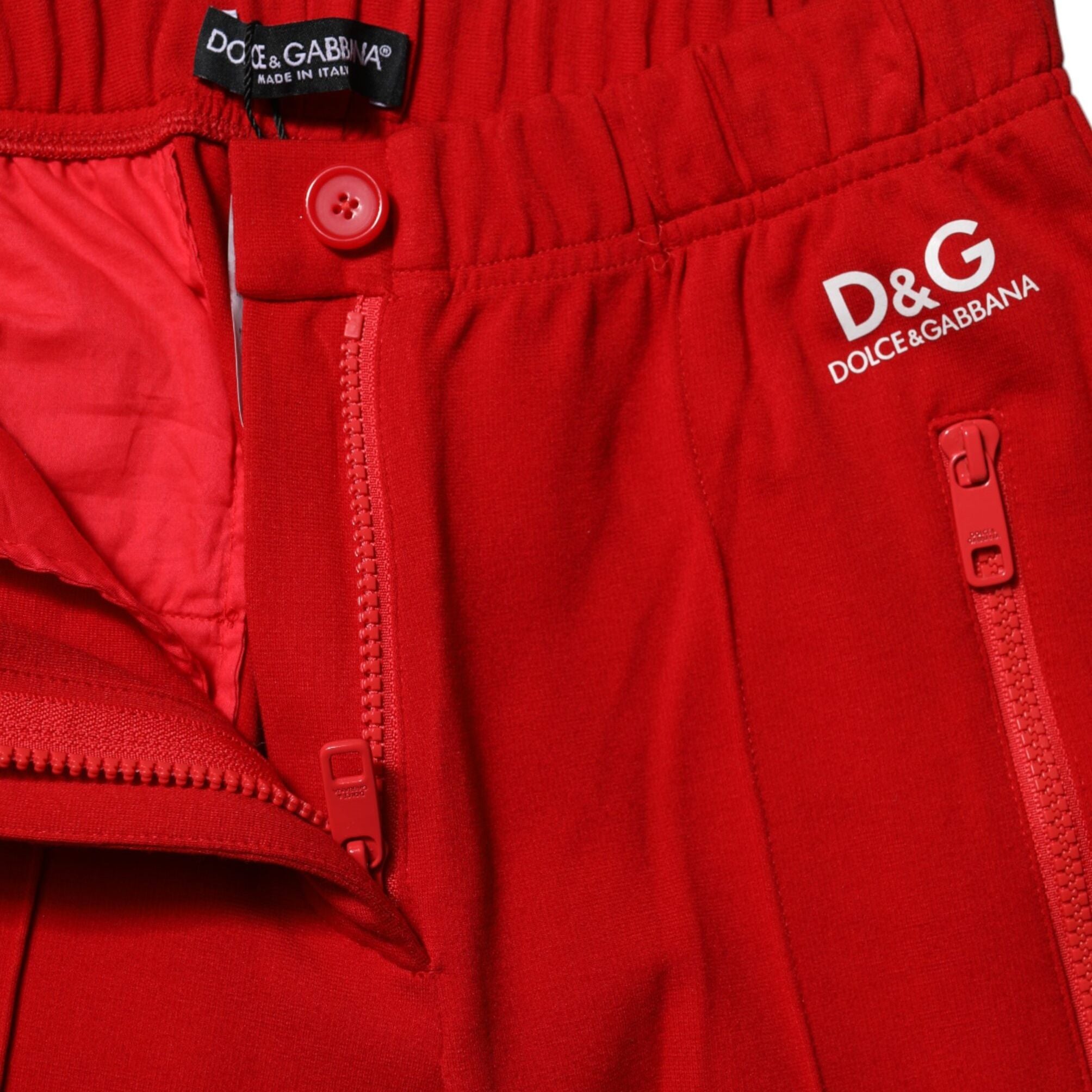 Dolce & Gabbana Red Mid Waist Slim Fit Pants