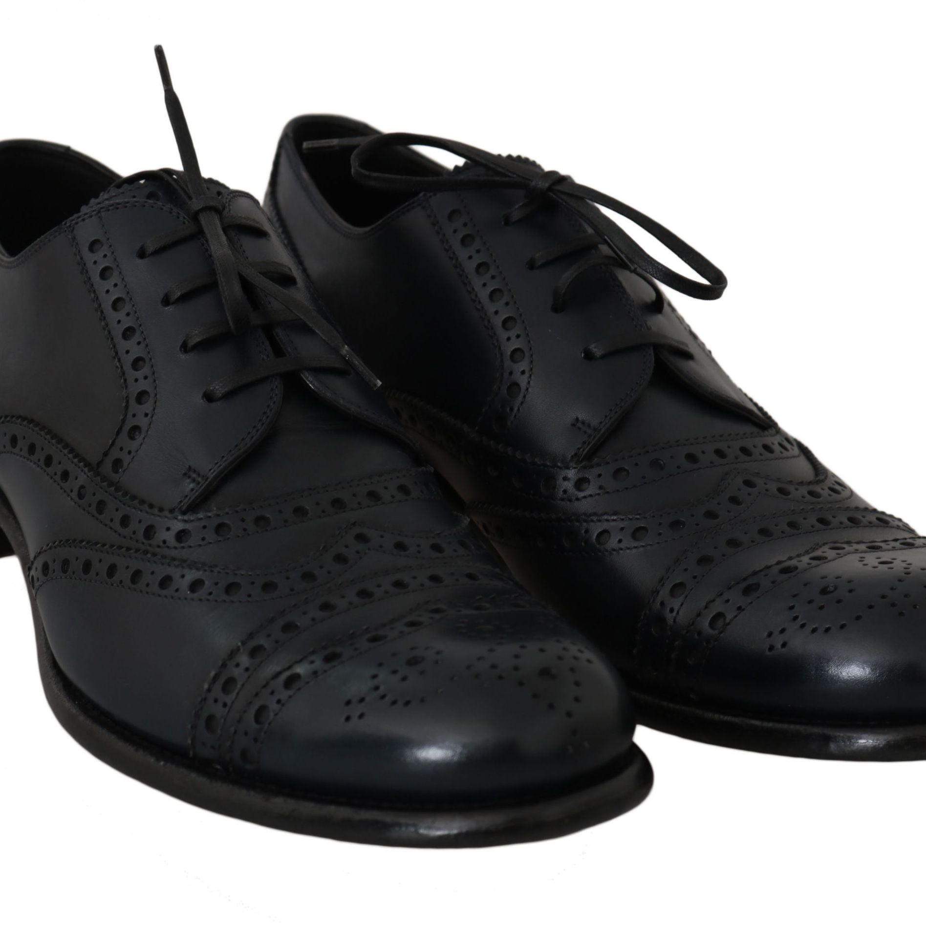Dolce & Gabbana Dark Blue Leather Wingtip Oxford Dress Shoes