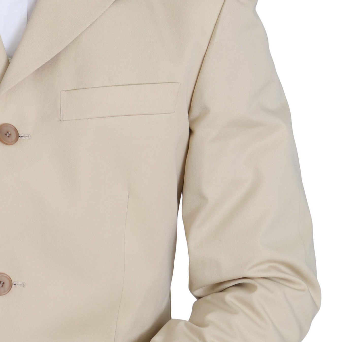 Romeo Gigli Two Piece 3 Button Beige Cotton Solid Suit