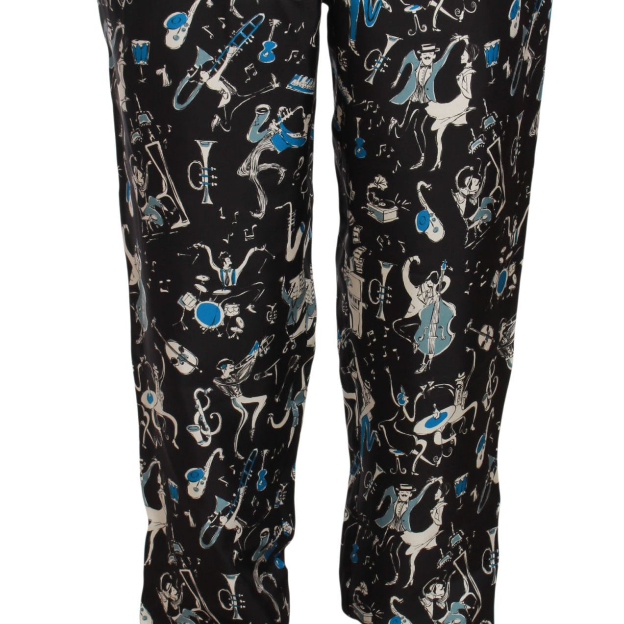 Dolce & Gabbana Black Musical Instrument Sleepwear Pants