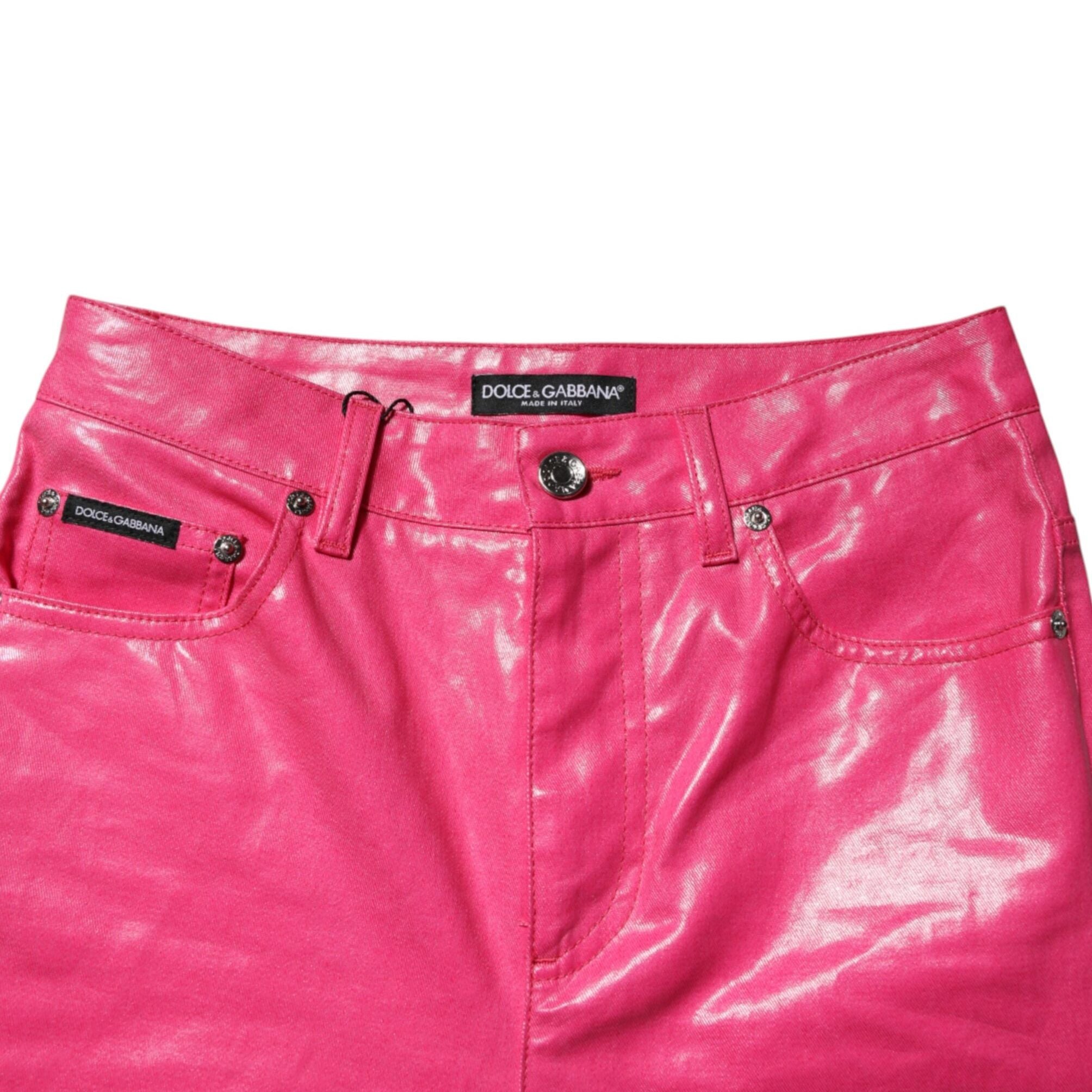 Dolce & Gabbana Pink Cotton High Waisted Skinny Denim Jeans