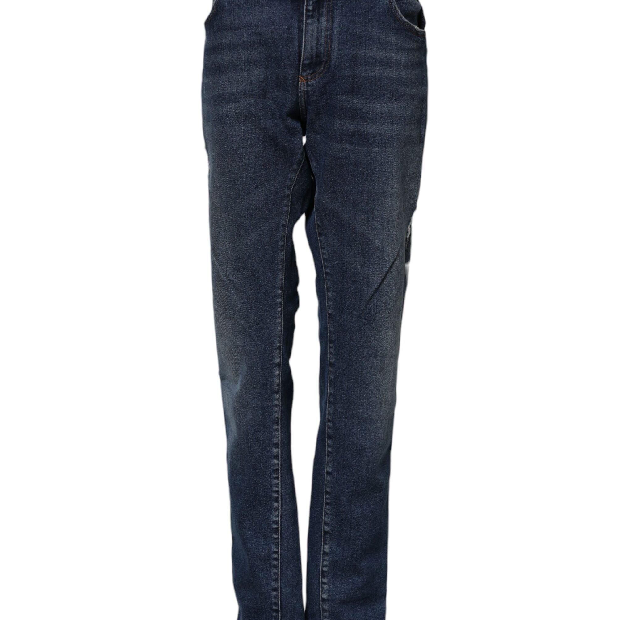 Dolce & Gabbana Blue Cotton Mid Waisted Straight Denim Jeans