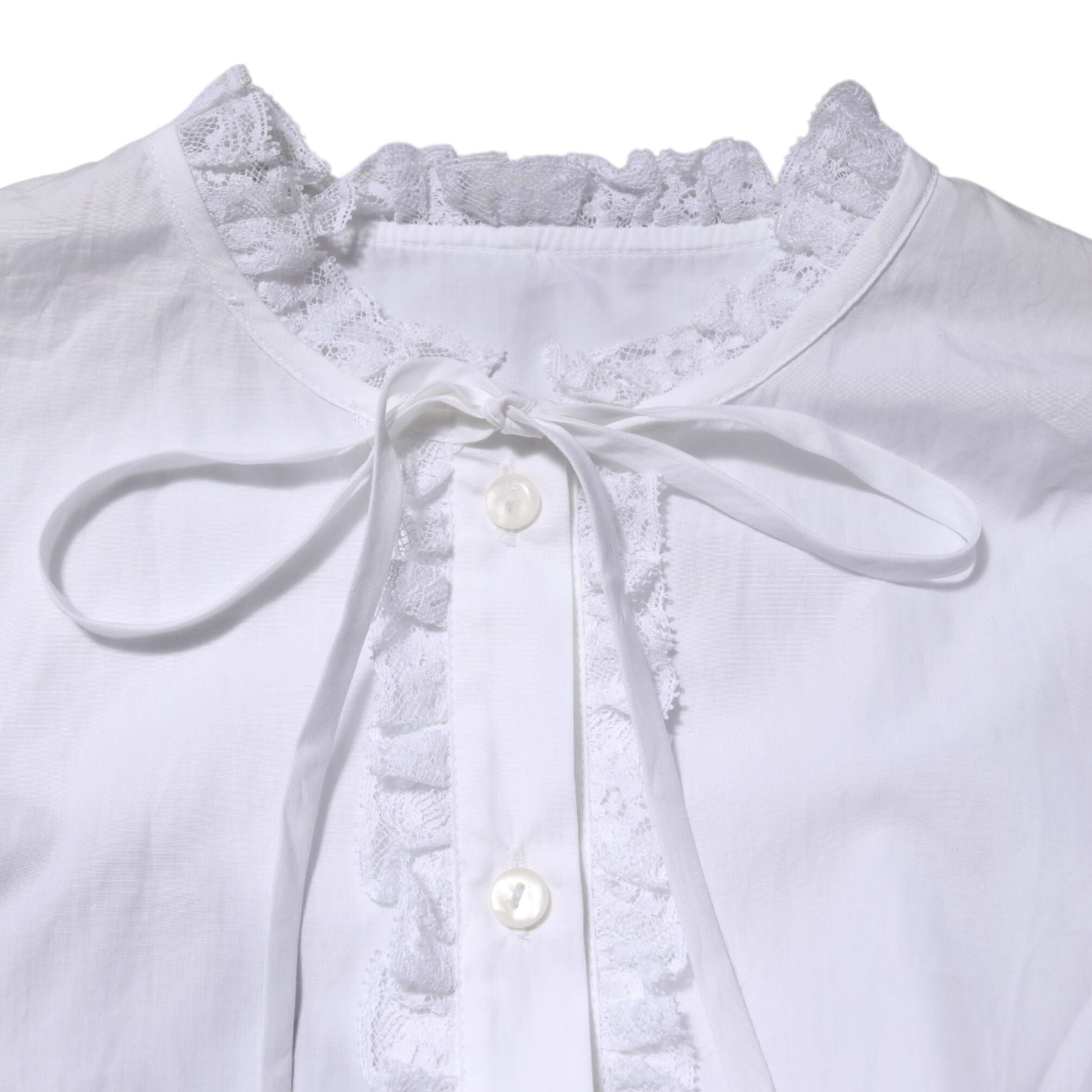 Dolce & Gabbana White Ruffled Lace Embellished Blouse Top