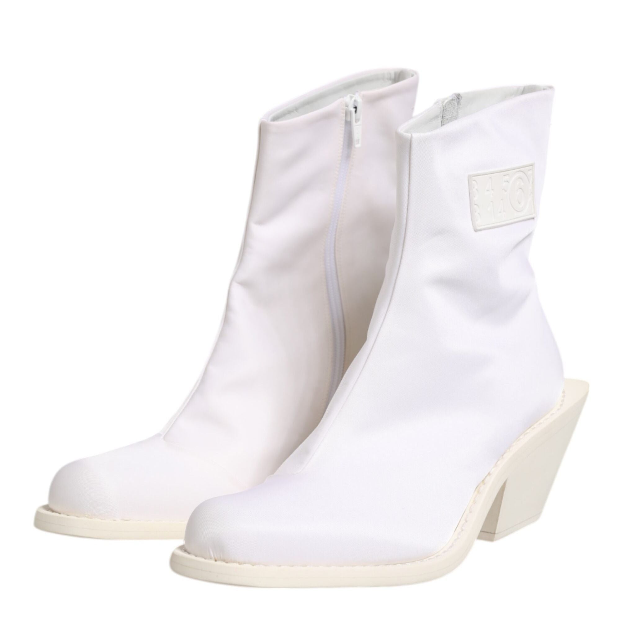 Maison Margiela White Square Heel Zip Ankle Boots Shoes