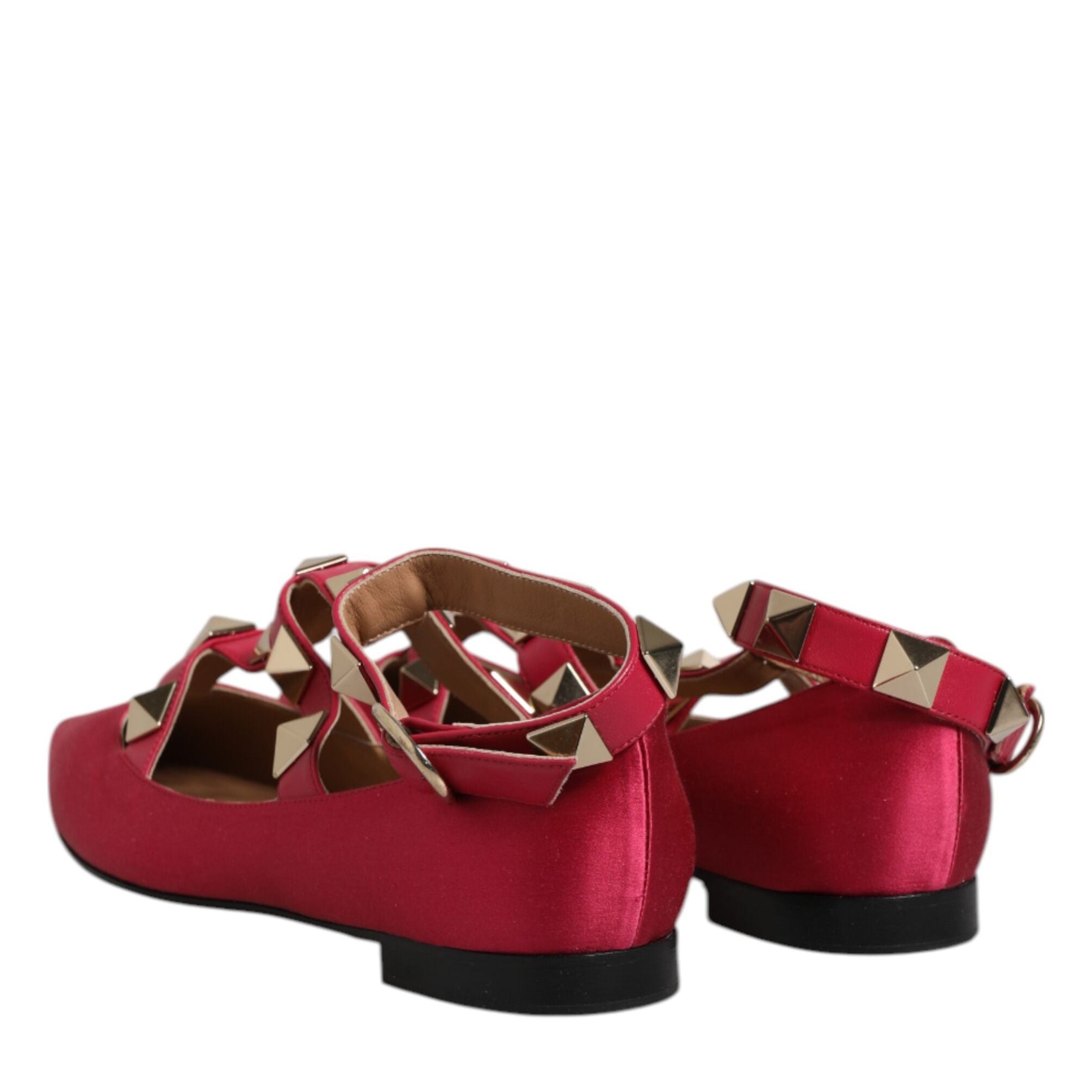 Prosperine Red Gold Studded Pointed Toe Ballet Flats Shoes