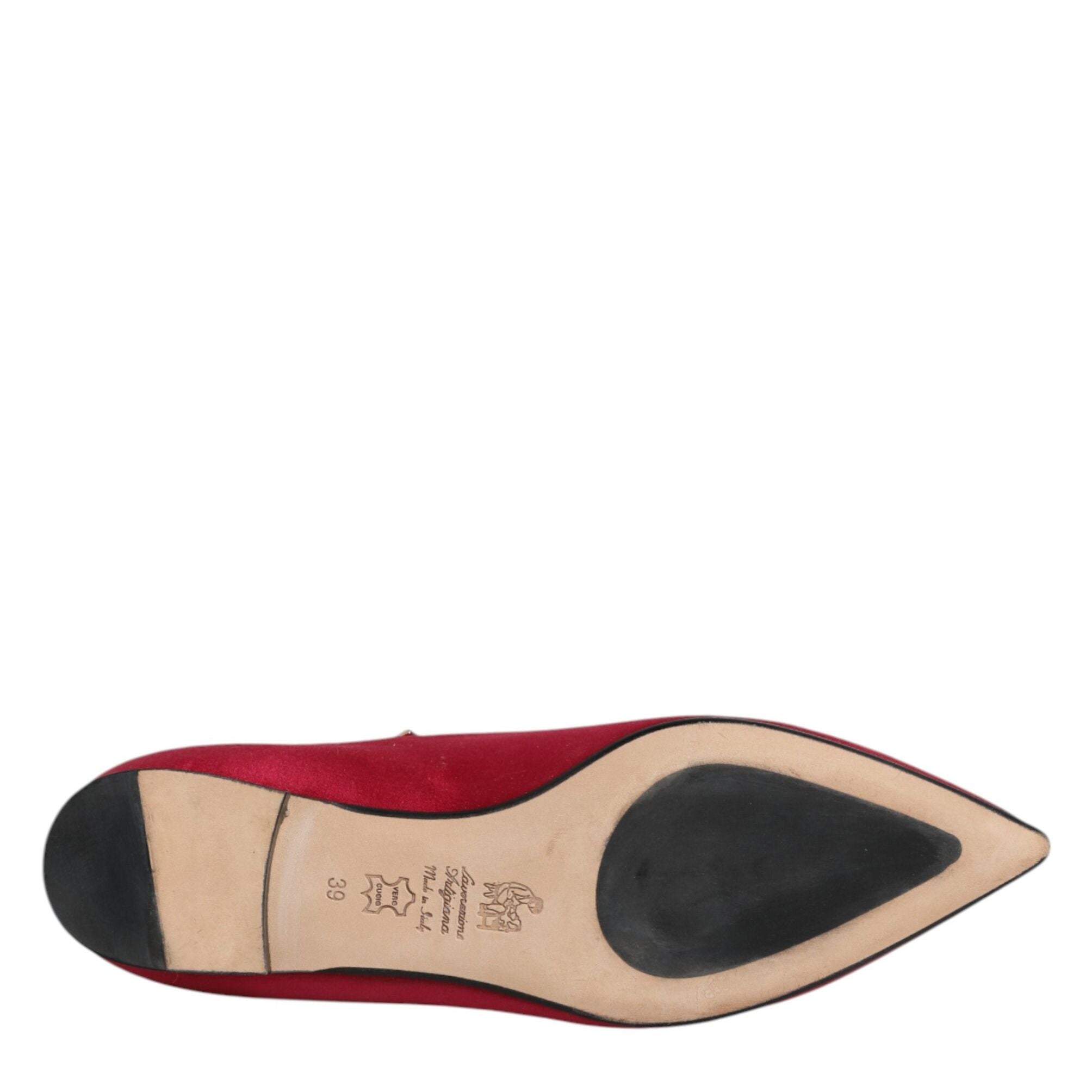 Prosperine Red Gold Studded Pointed Toe Ballet Flats Shoes