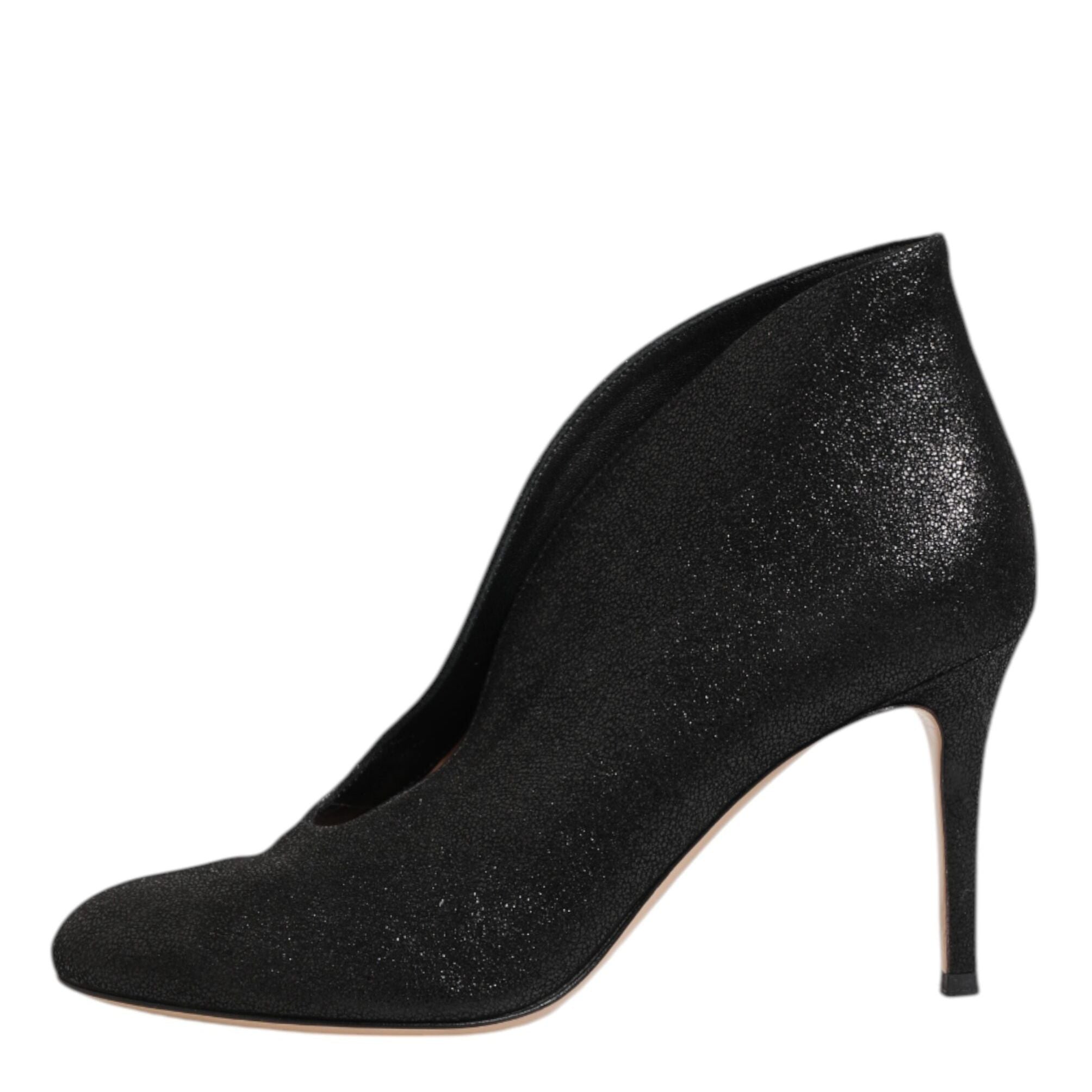 Gianvito Rossi Metallic Black Pump Stiletto Heels Shoes