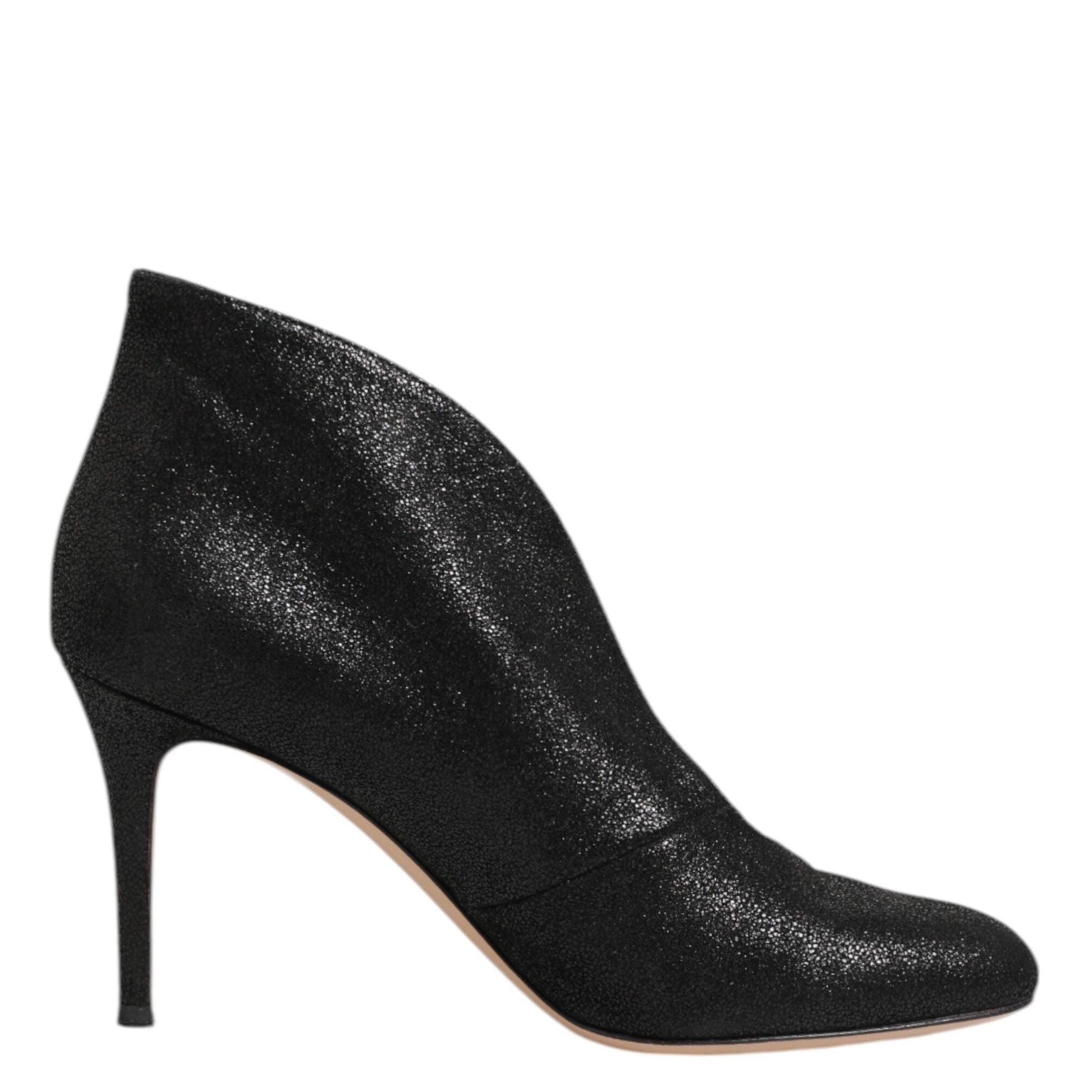Gianvito Rossi Metallic Black Pump Stiletto Heels Shoes
