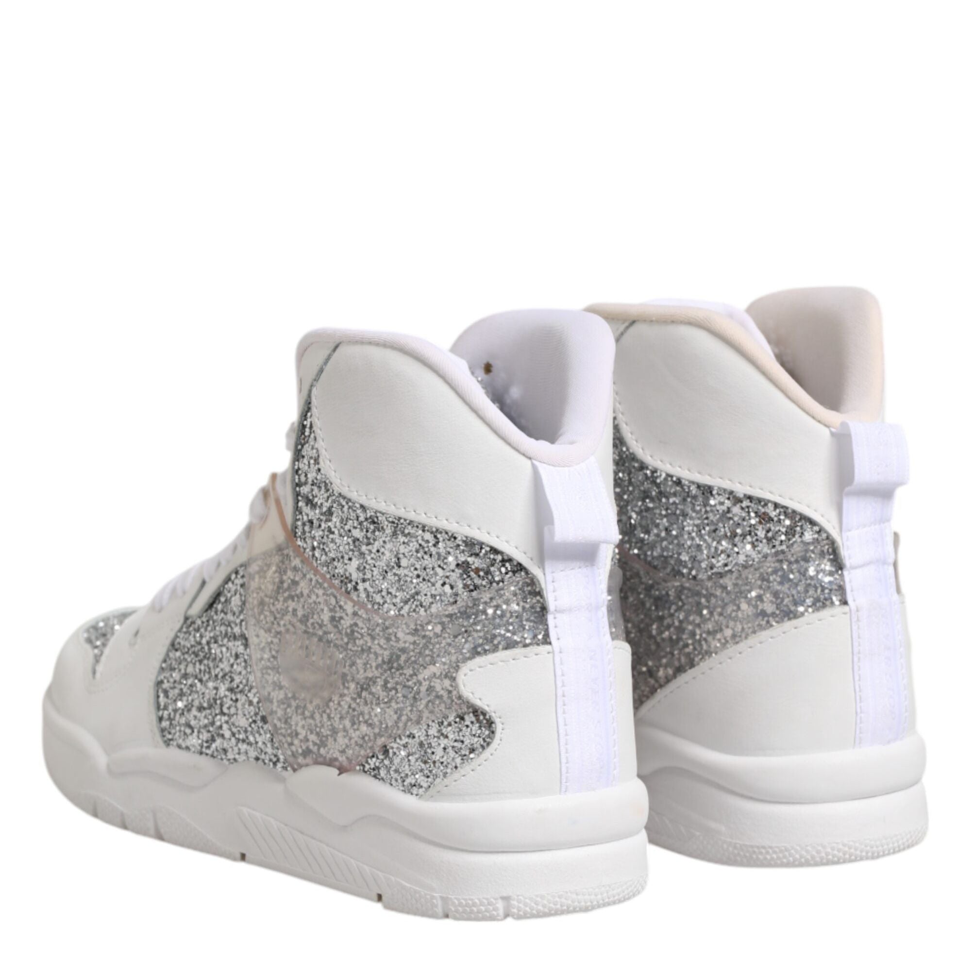 Chiara Ferragni White Silver High Top Women Sneakers Shoes