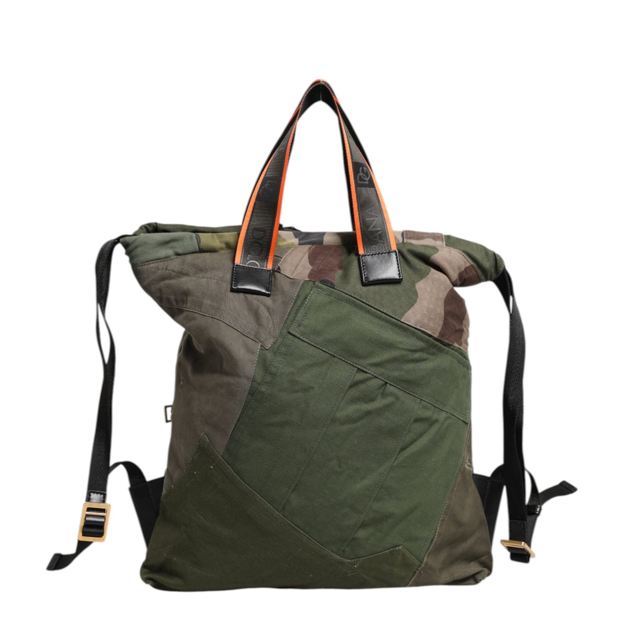 Dolce & Gabbana Military Green Patchwork Rucksack Backpack Bag