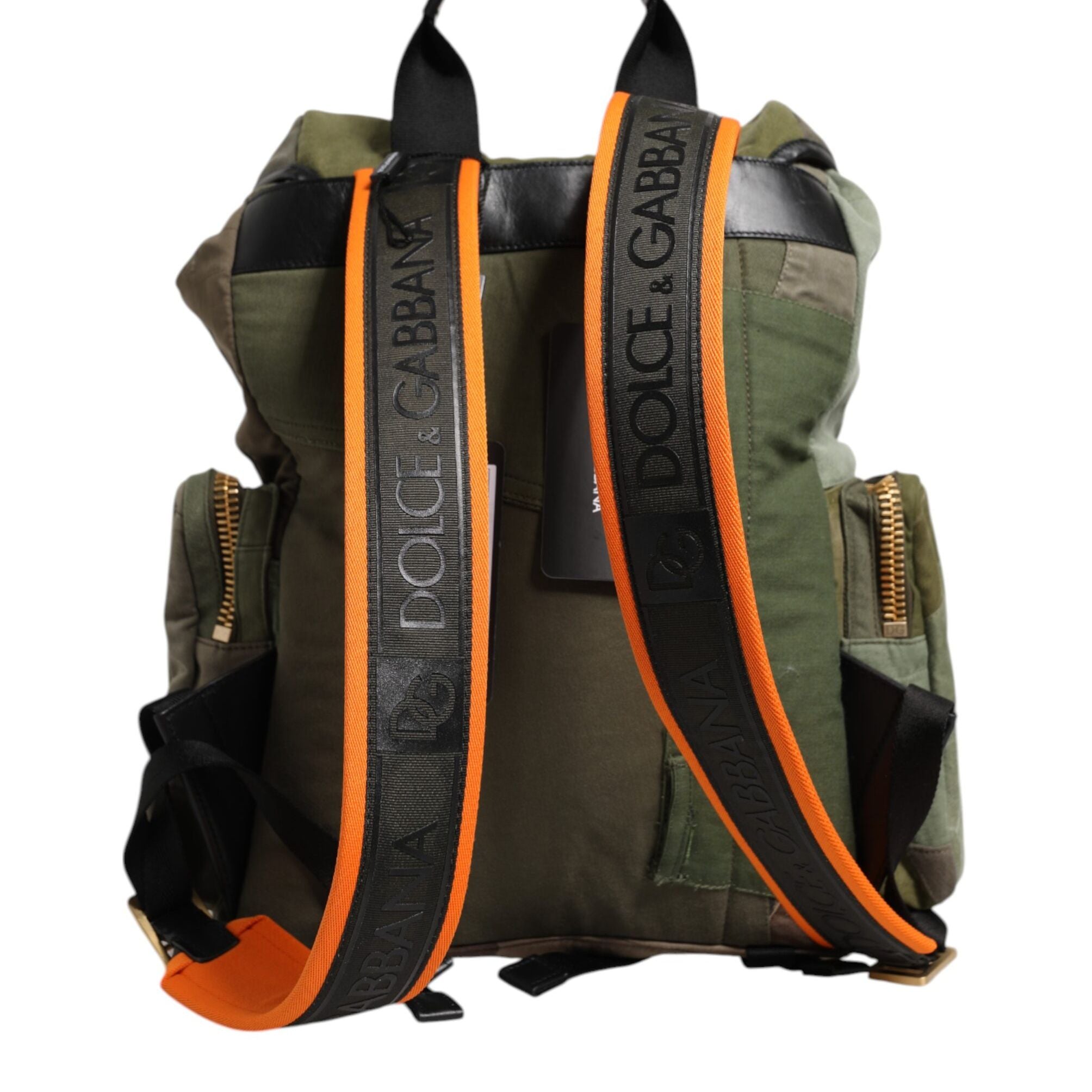 Dolce & Gabbana Military Green Patchwork Rucksack Backpack Bag