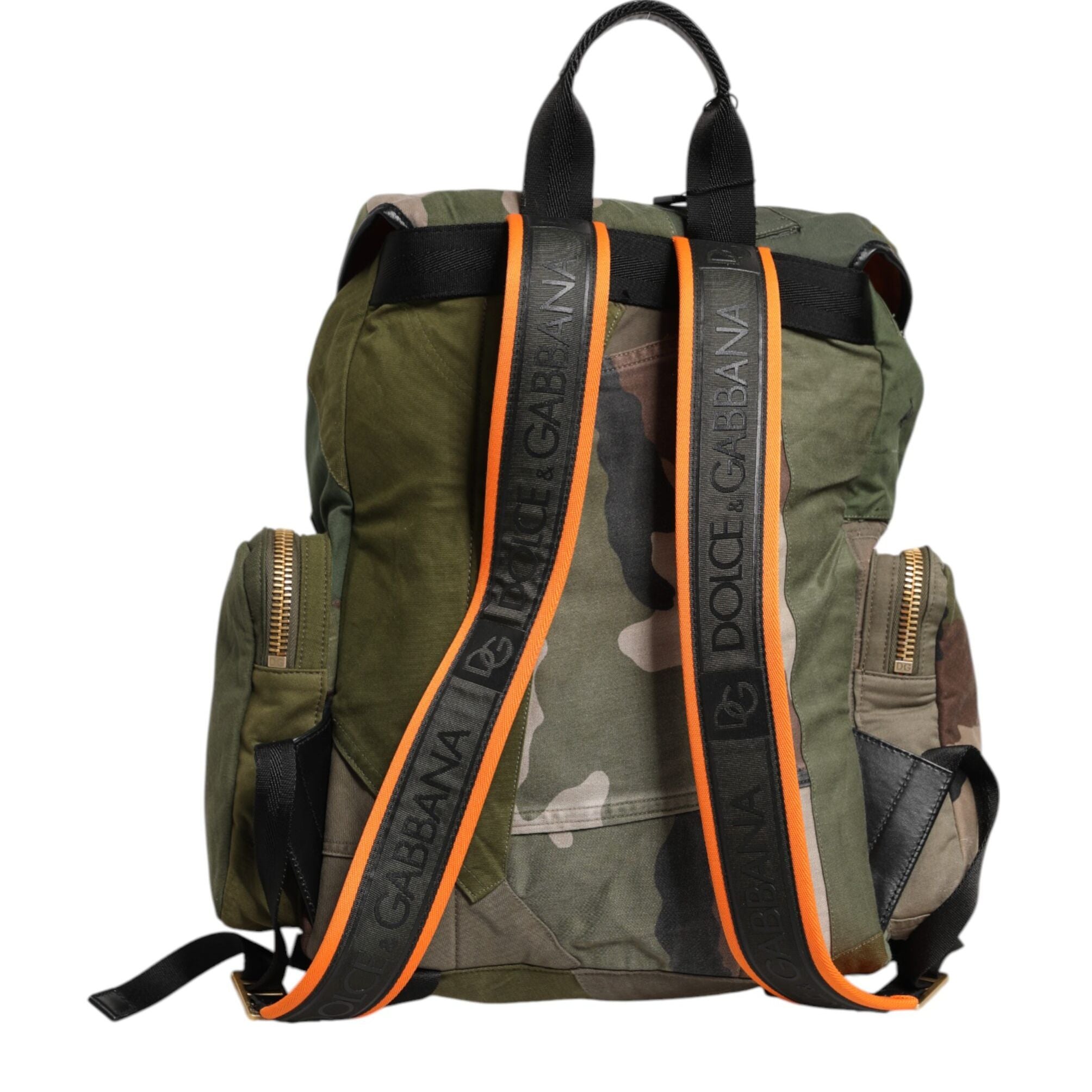 Dolce & Gabbana Military Green Patchwork Rucksack Backpack Bag