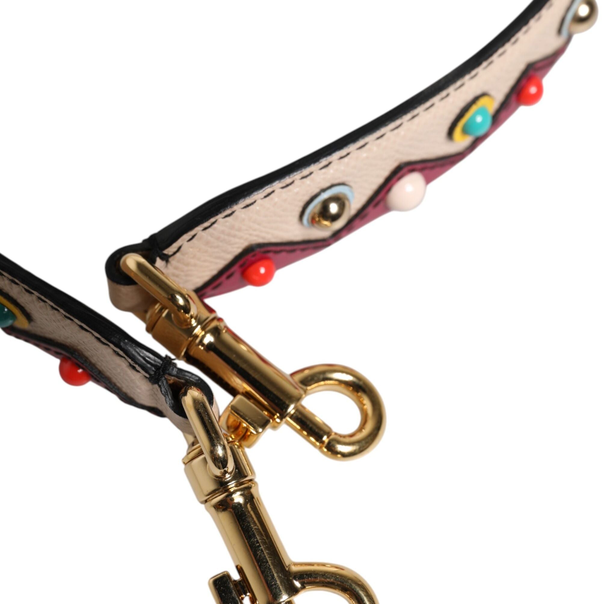 Dolce & Gabbana Beige Red Leather Handbag Accessory Shoulder Strap