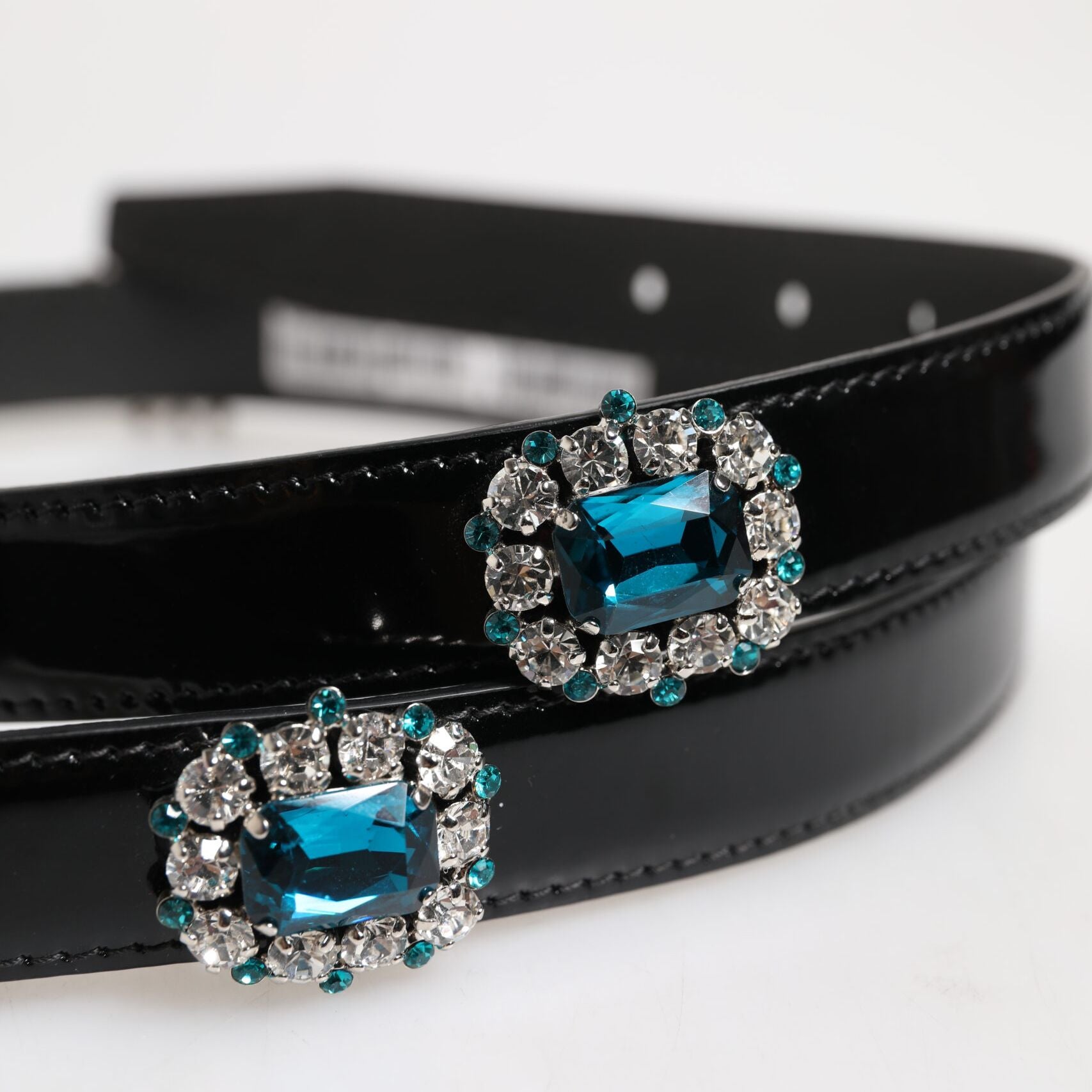 Dolce & Gabbana Black Embellished Metal Logo Buckle Belt