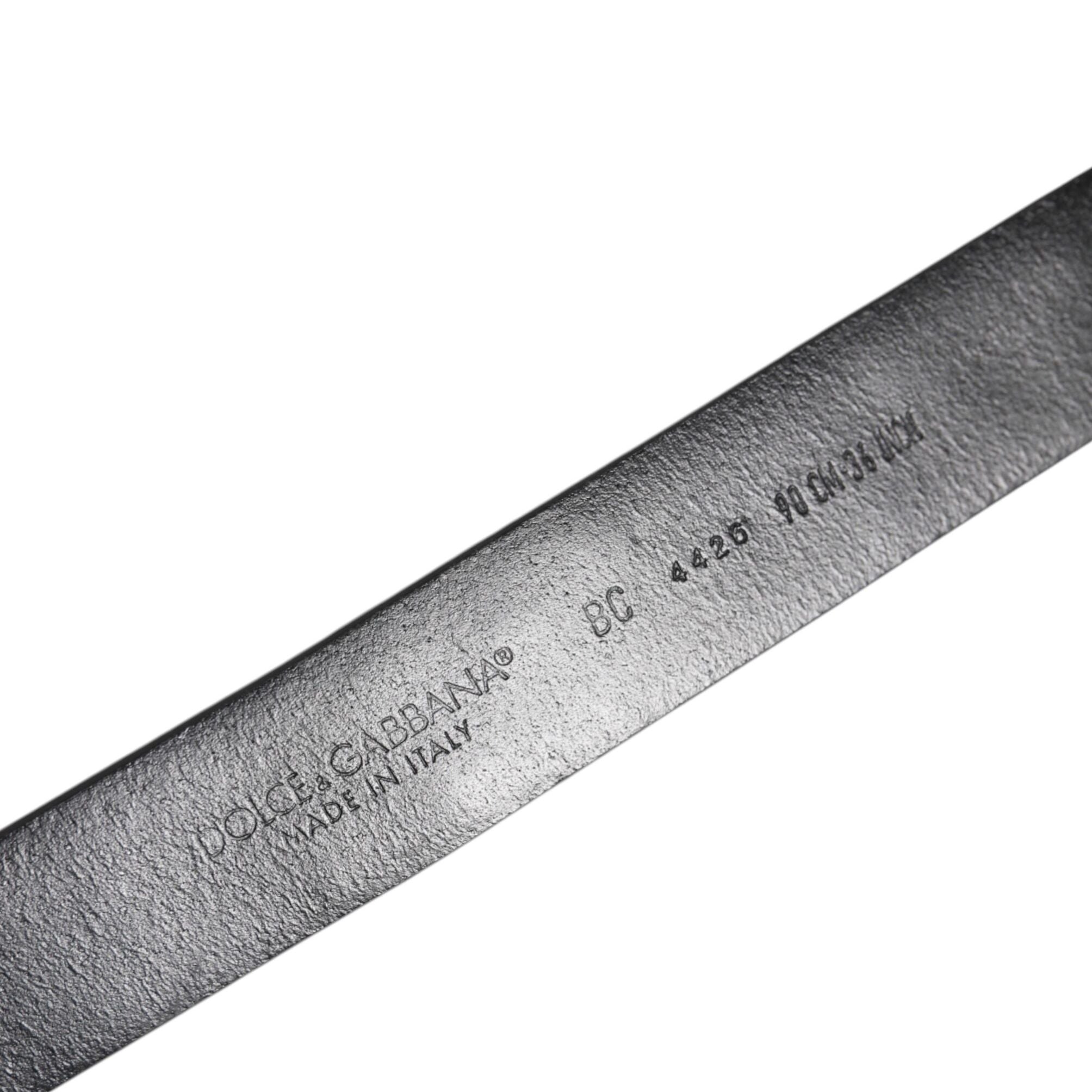 Dolce & Gabbana Black Studded Leather Metal Logo Buckle Belt