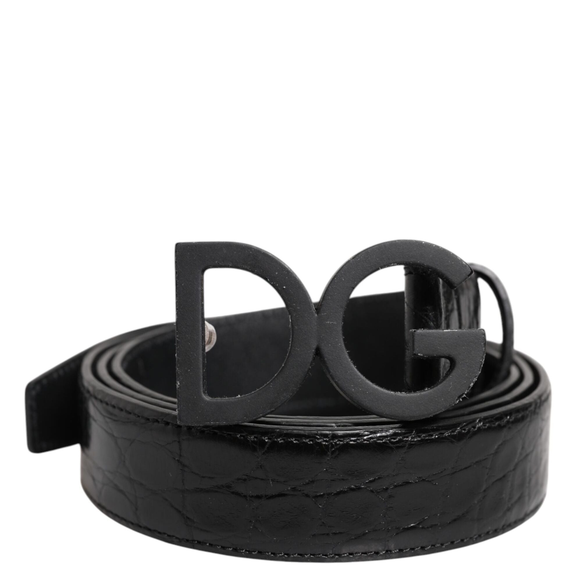 Dolce & Gabbana Black Leather Classic Metal DG Buckle Belt